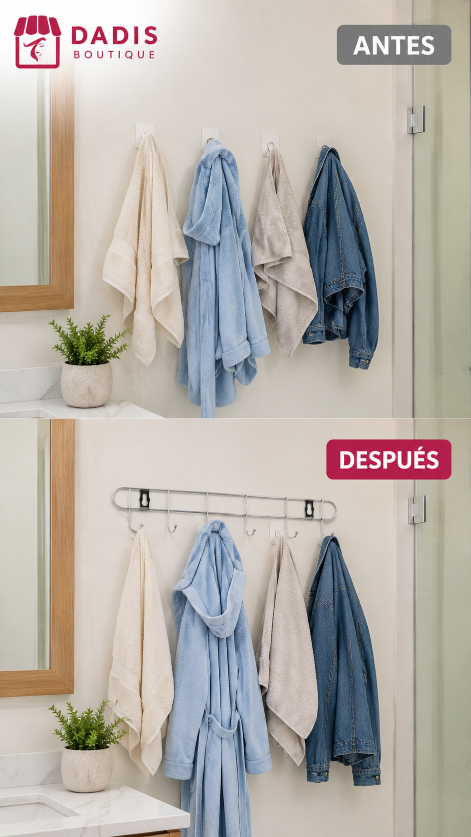 Colgador Perchero Aluminio De Pared Para Toalla Ropa 08-5