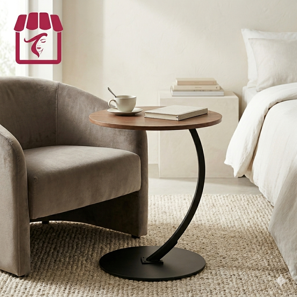Mesa Centro Redonda Madera Auxiliar Living Diseño Moderno-3