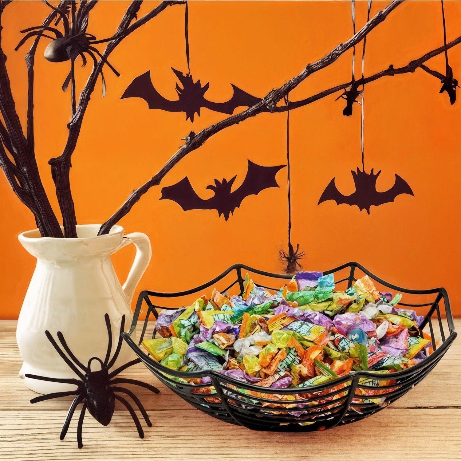 fuente dulces Halloween bandeja dulces araña + tela araña-3