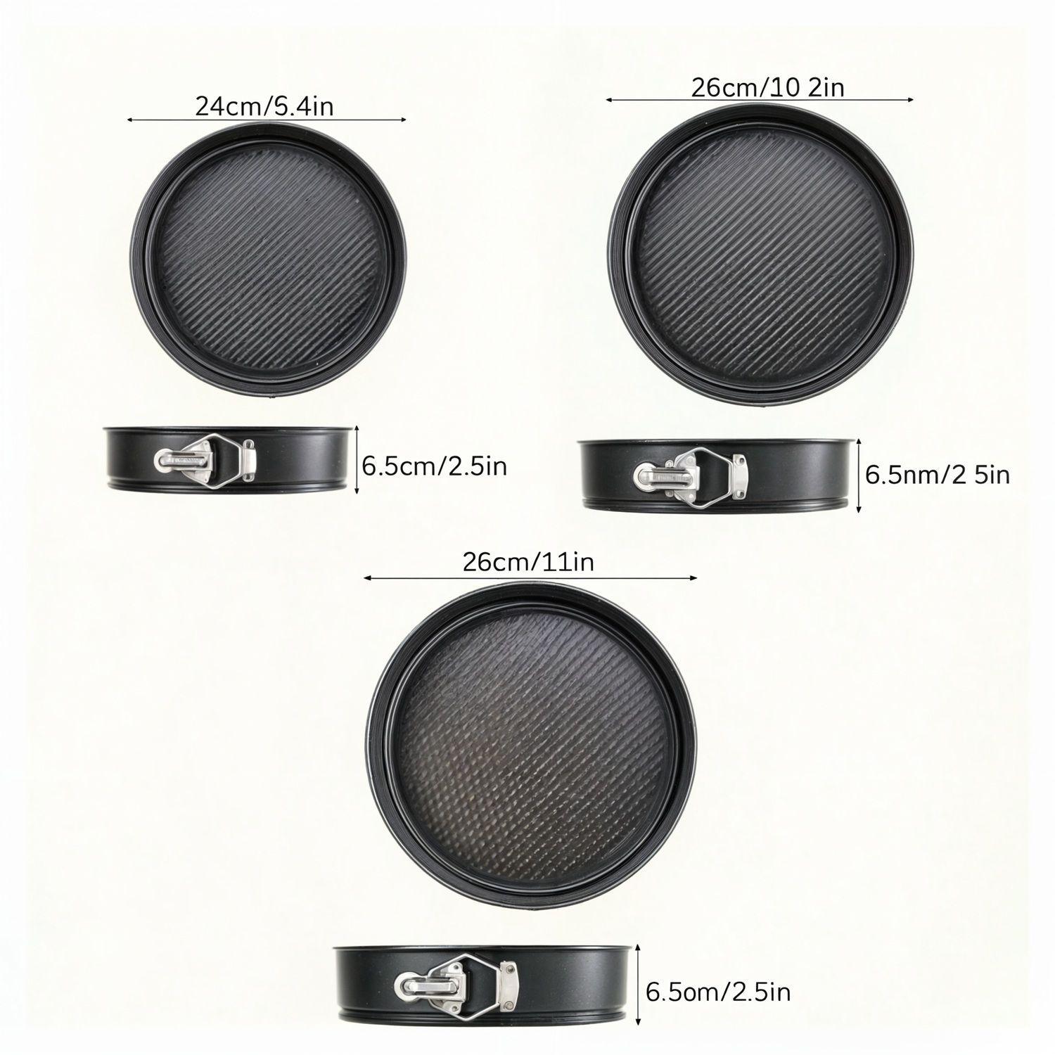 Set 3 moldes desmontables redondo queque antiadherente torta-1