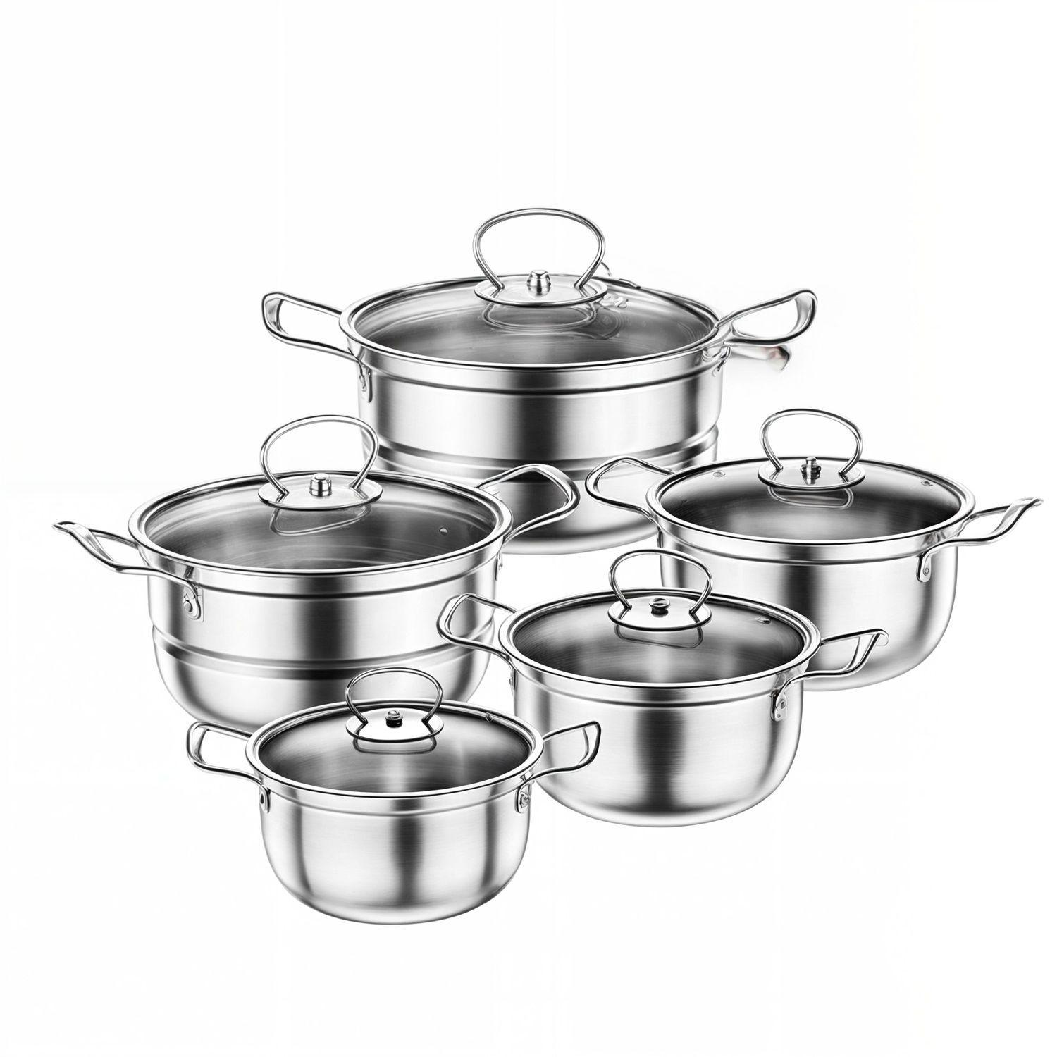 Bateria de ollas juego de olla acero inox 10 piezas-0