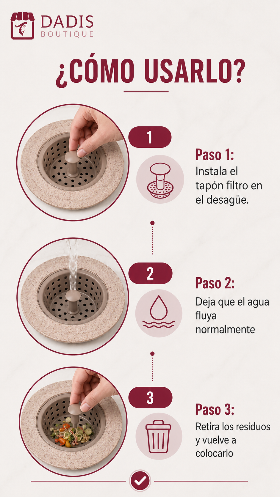 Tapon Filtro Desague Universal Moderno Evita Obstrucciones-9