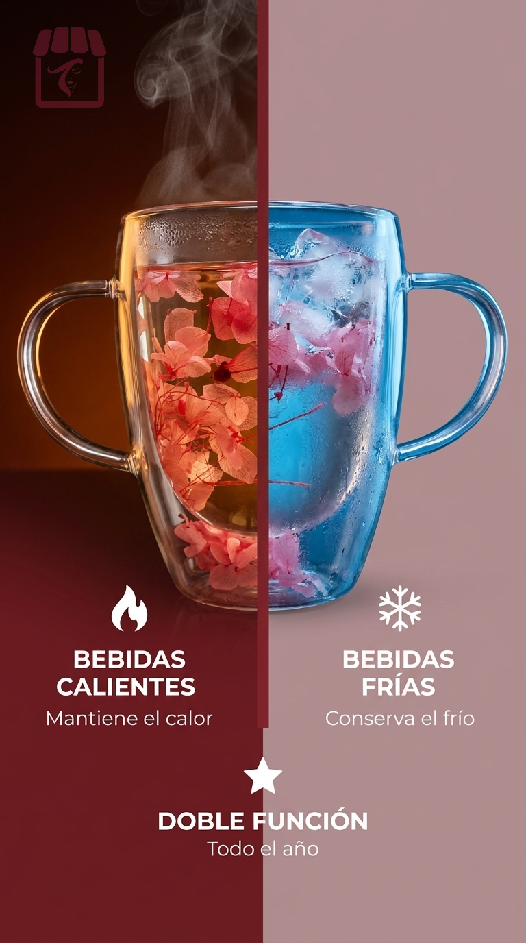 Taza Doble Vidrio Cafe Borosilicato Dise o Flor Elegante-3