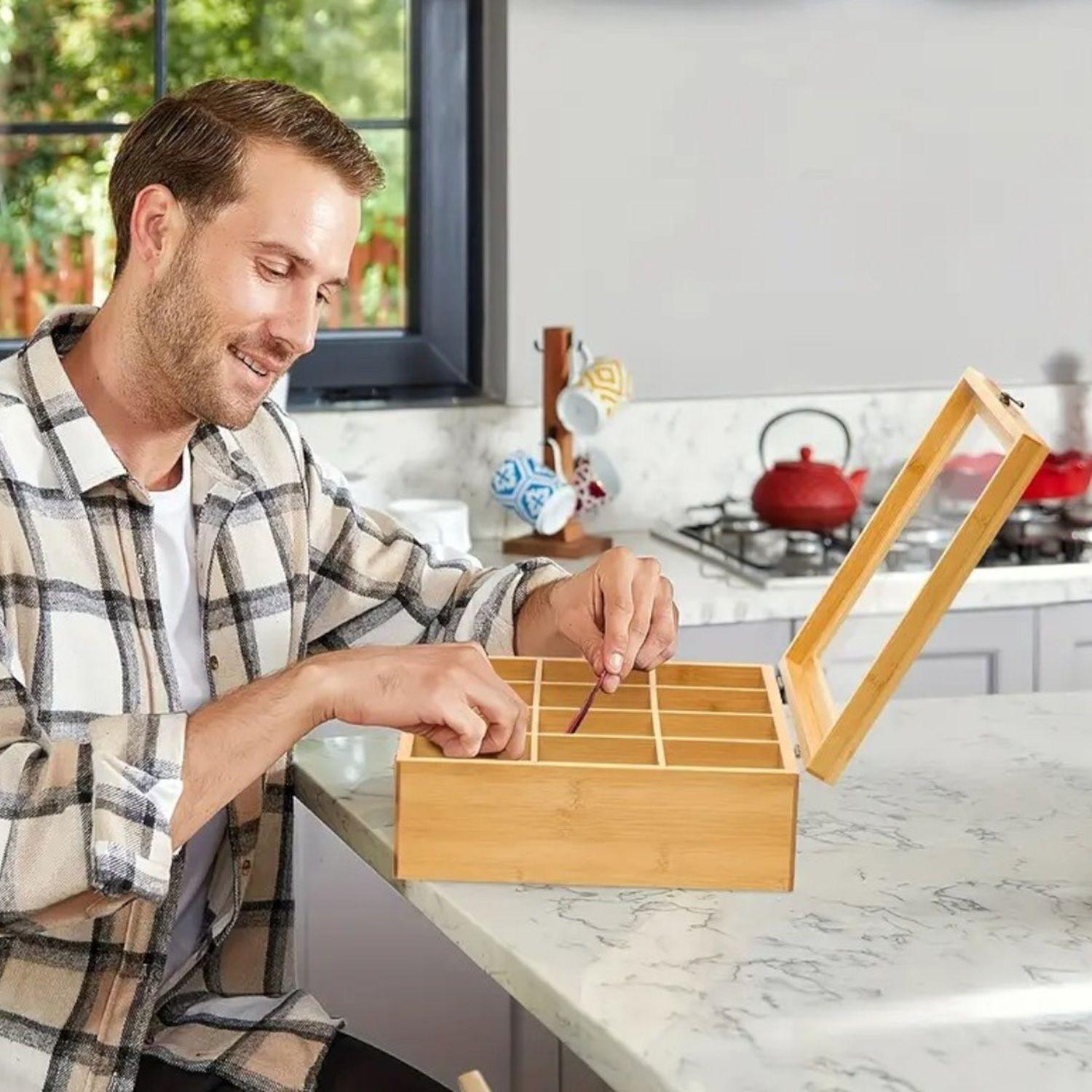 Cajas de madera para te 6 espacios organizador de te -2