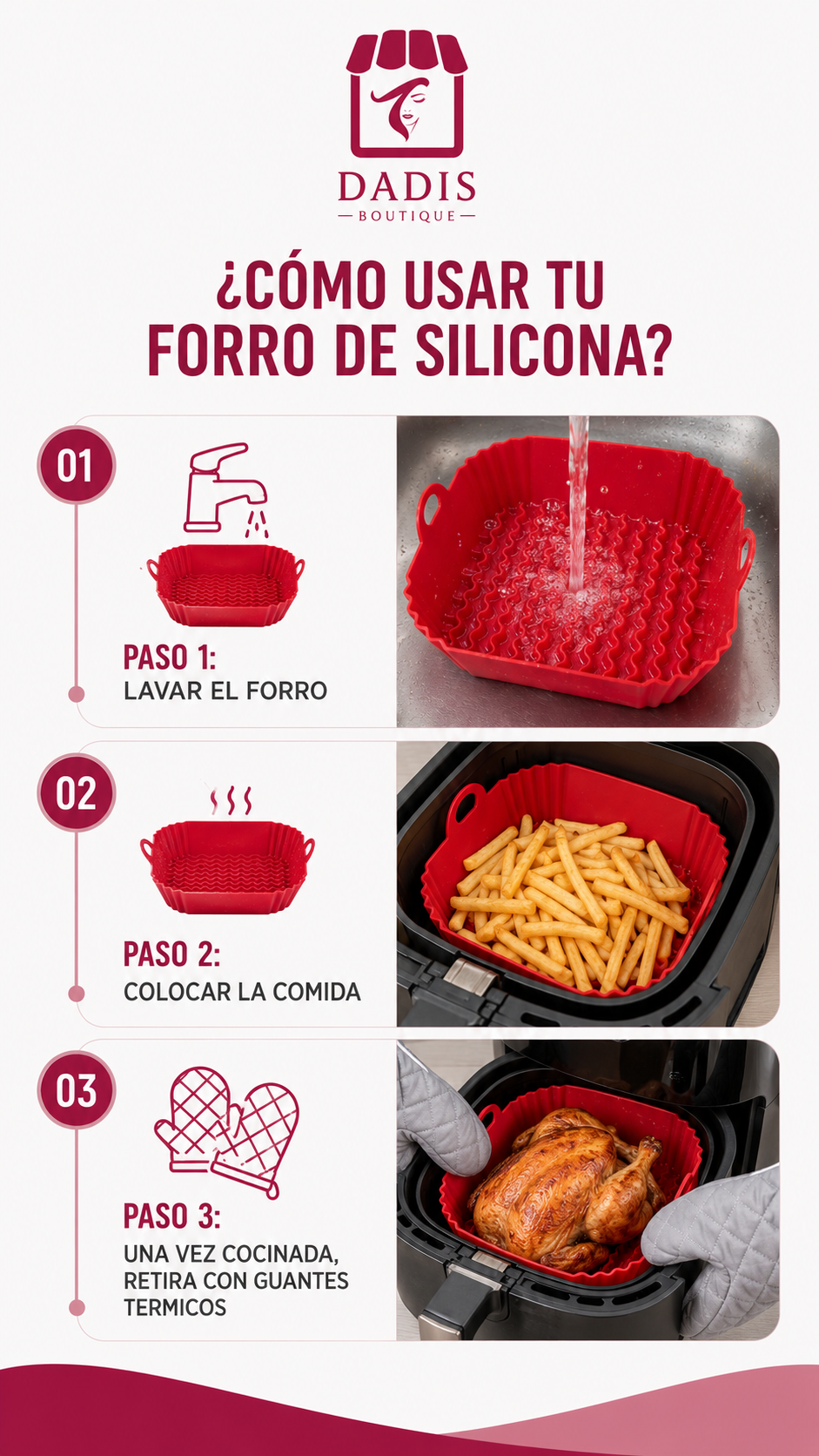 2 Forro Silicona Para Airfryer Freidora Silicona Cuadrado-1