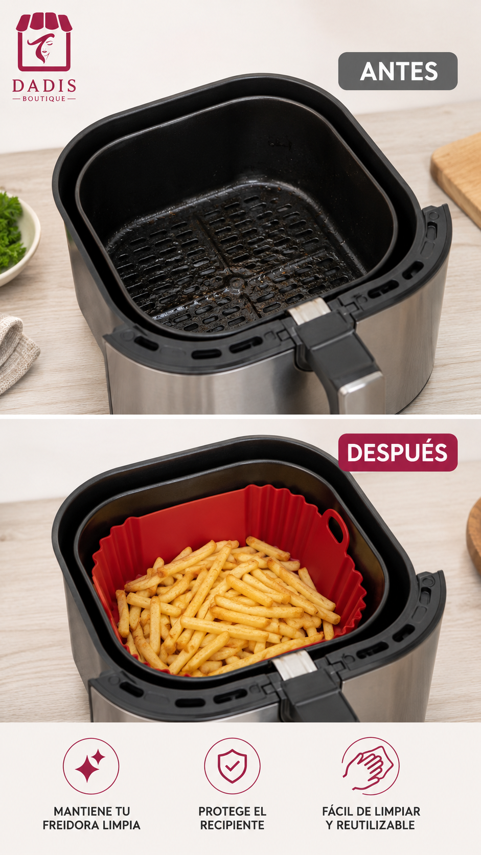 2 Forro Silicona Para Airfryer Freidora Silicona Cuadrado-2