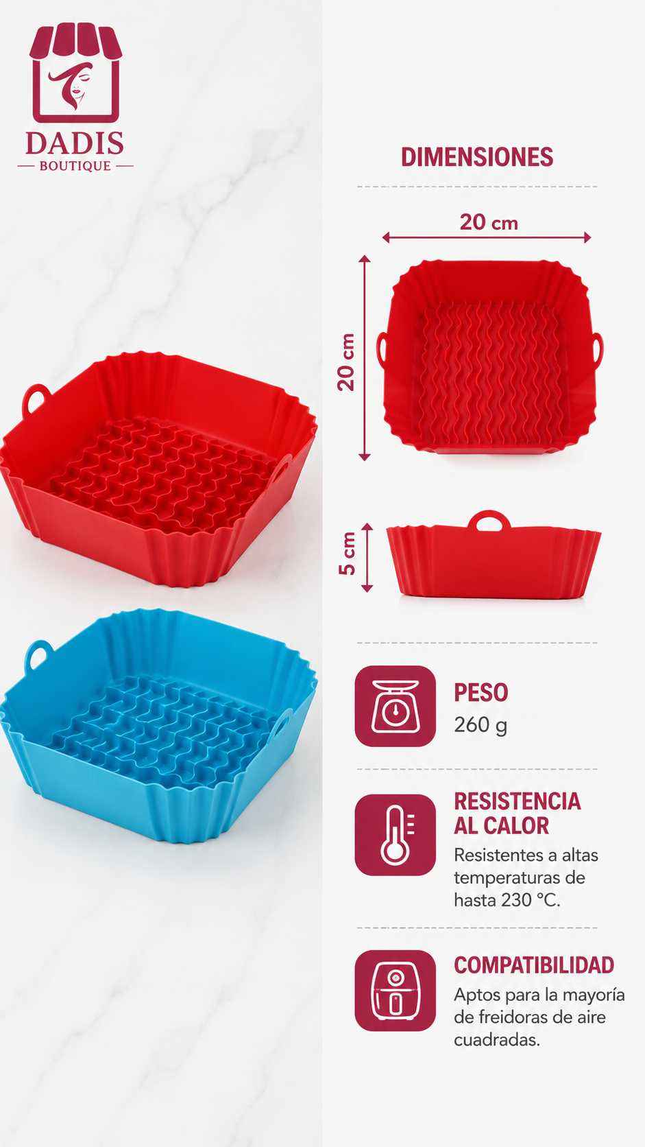 2 Forro Silicona Para Airfryer Freidora Silicona Cuadrado-6