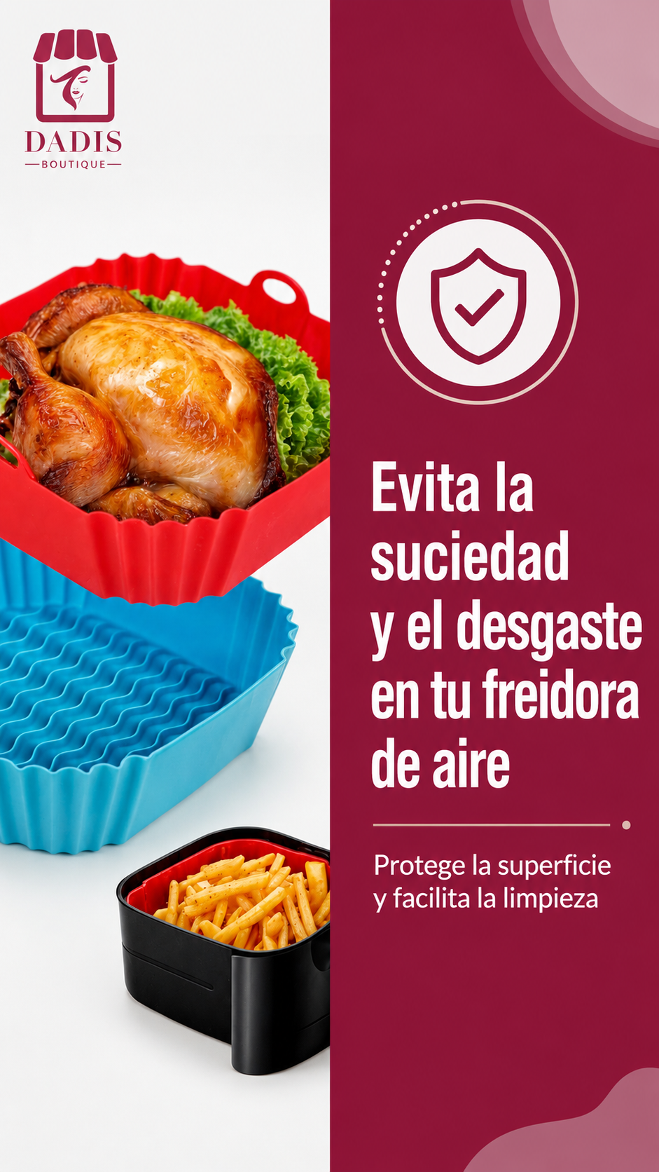 2 Forro Silicona Para Airfryer Freidora Silicona Cuadrado-7