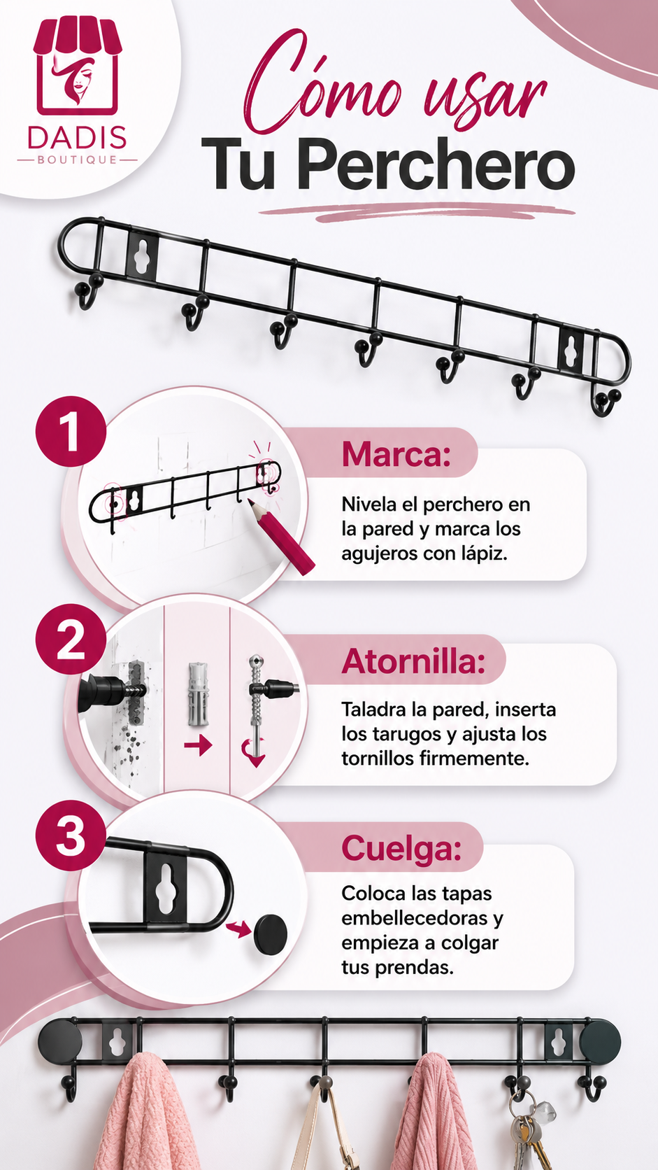 2 Colgador Perchero Aluminio De Pared Para Toalla Ropa-4