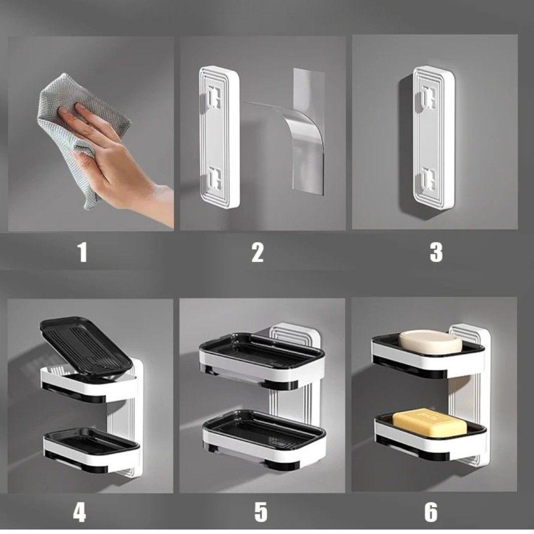 jabonera plástica jabonera baño pared adhesiva 2 en 1 muro-6