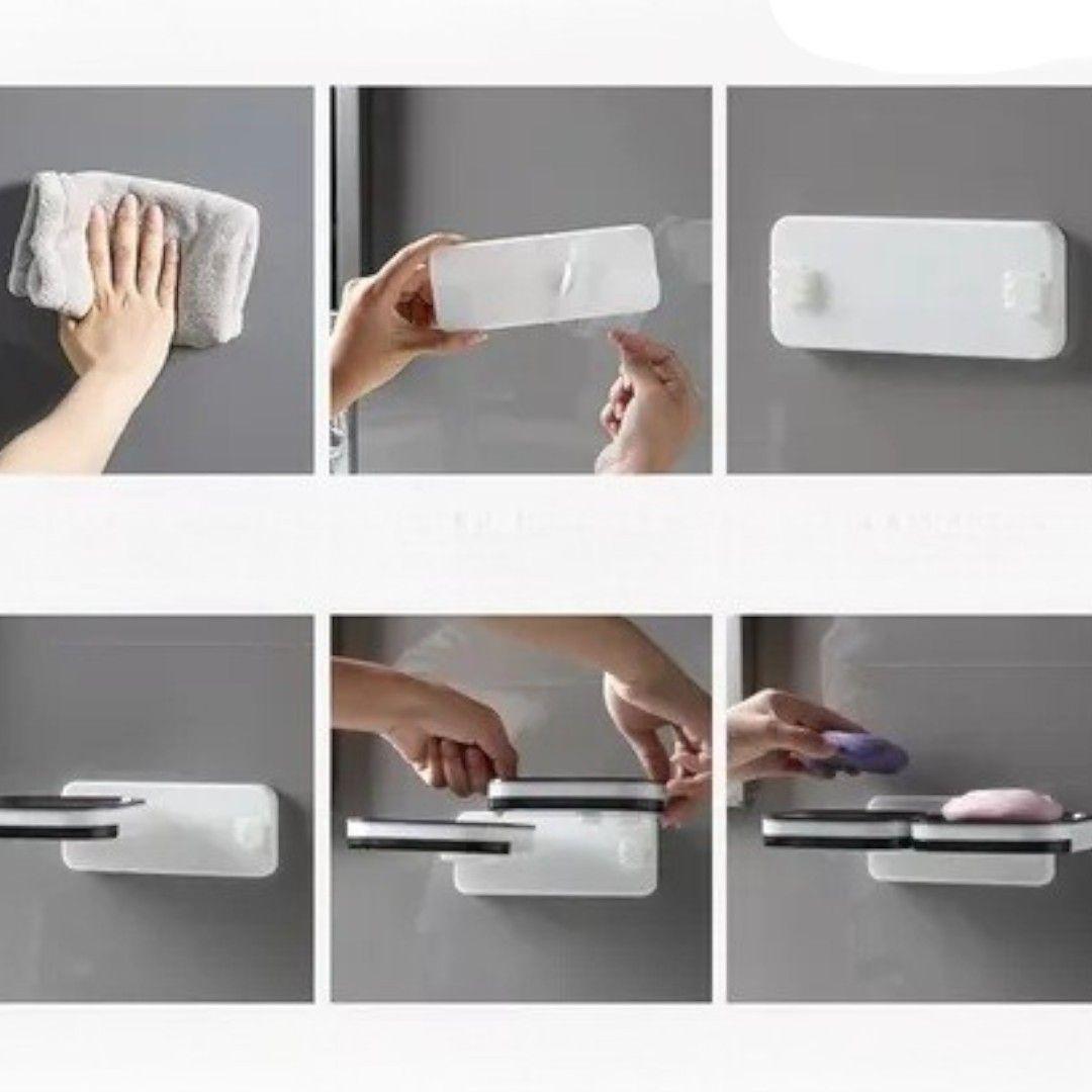 jabonera plástica jabonera baño pared adhesiva 2 en 1 muro-7