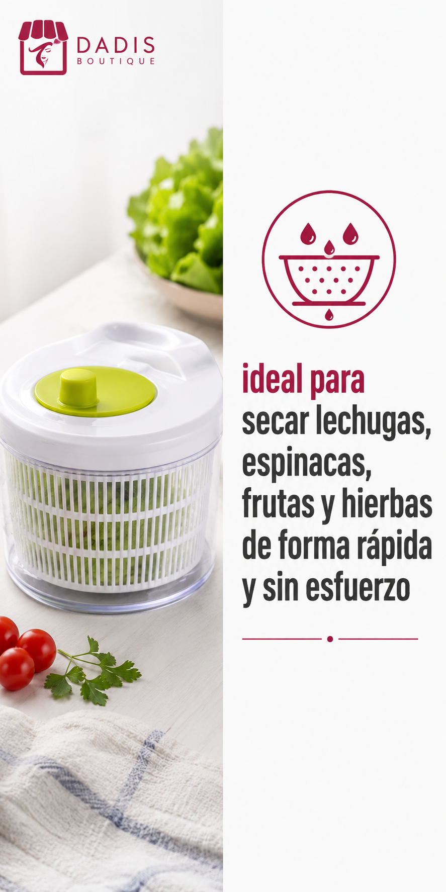 Centrifuga De Verduras Secador De Lechuga Secador 3lts-2