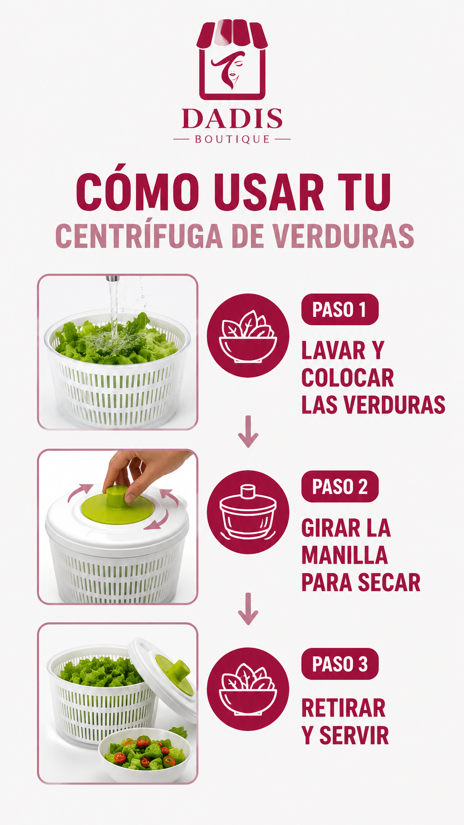 Centrifuga De Verduras Secador De Lechuga Secador 3lts-8