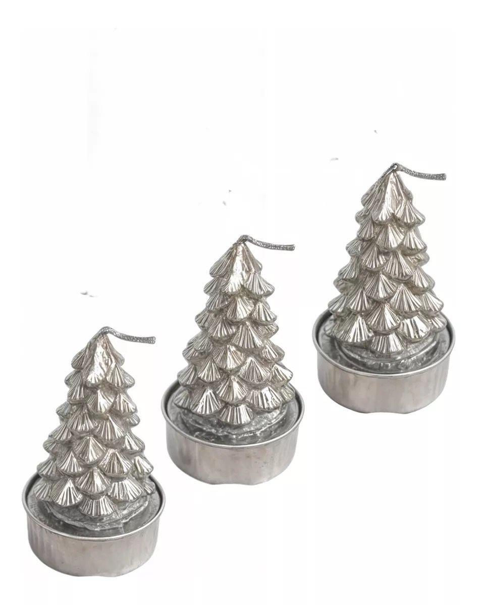 VELAS NAVIDEÑAS ADORNOS NAVIDEÑOS ARBOL DE NAVIDAD 3 PCS PLAT-0