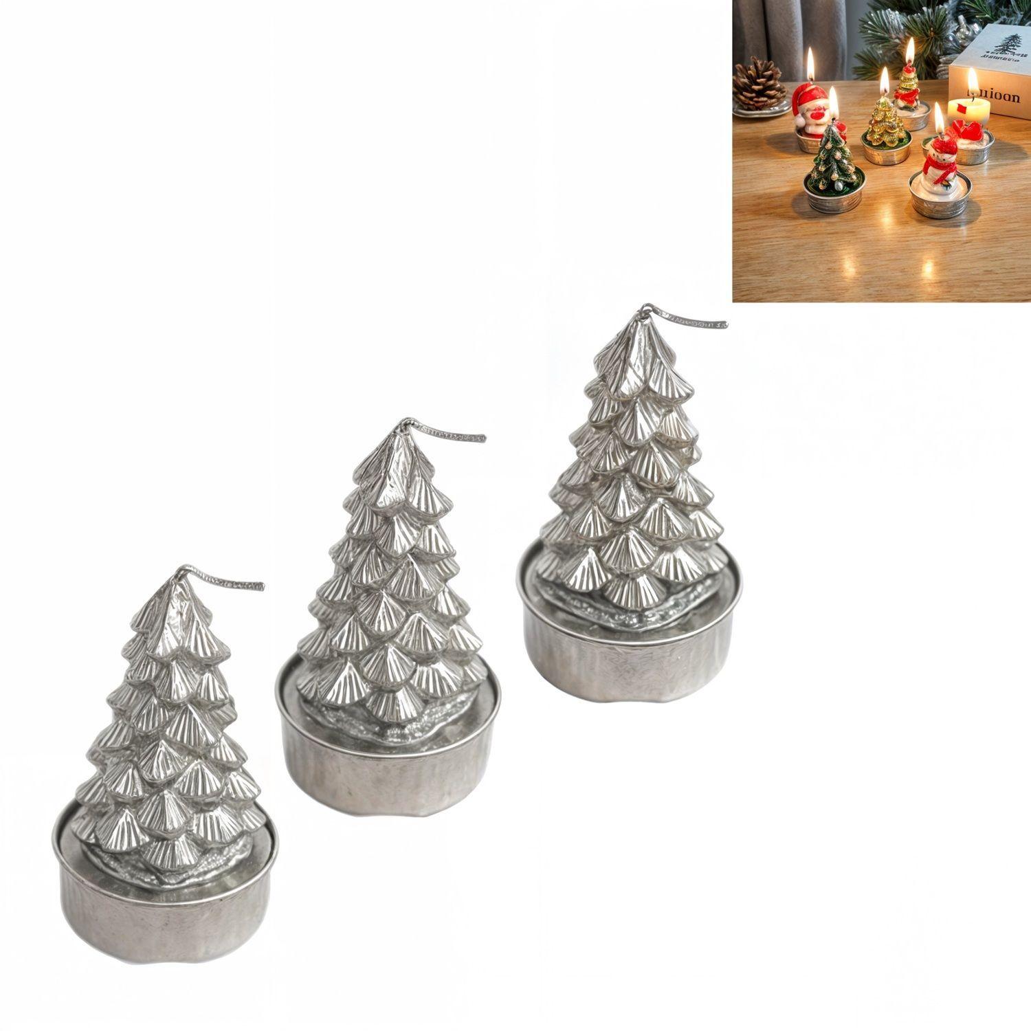 VELAS NAVIDEÑAS ADORNOS NAVIDEÑOS ARBOL DE NAVIDAD 3 PCS PLAT-2