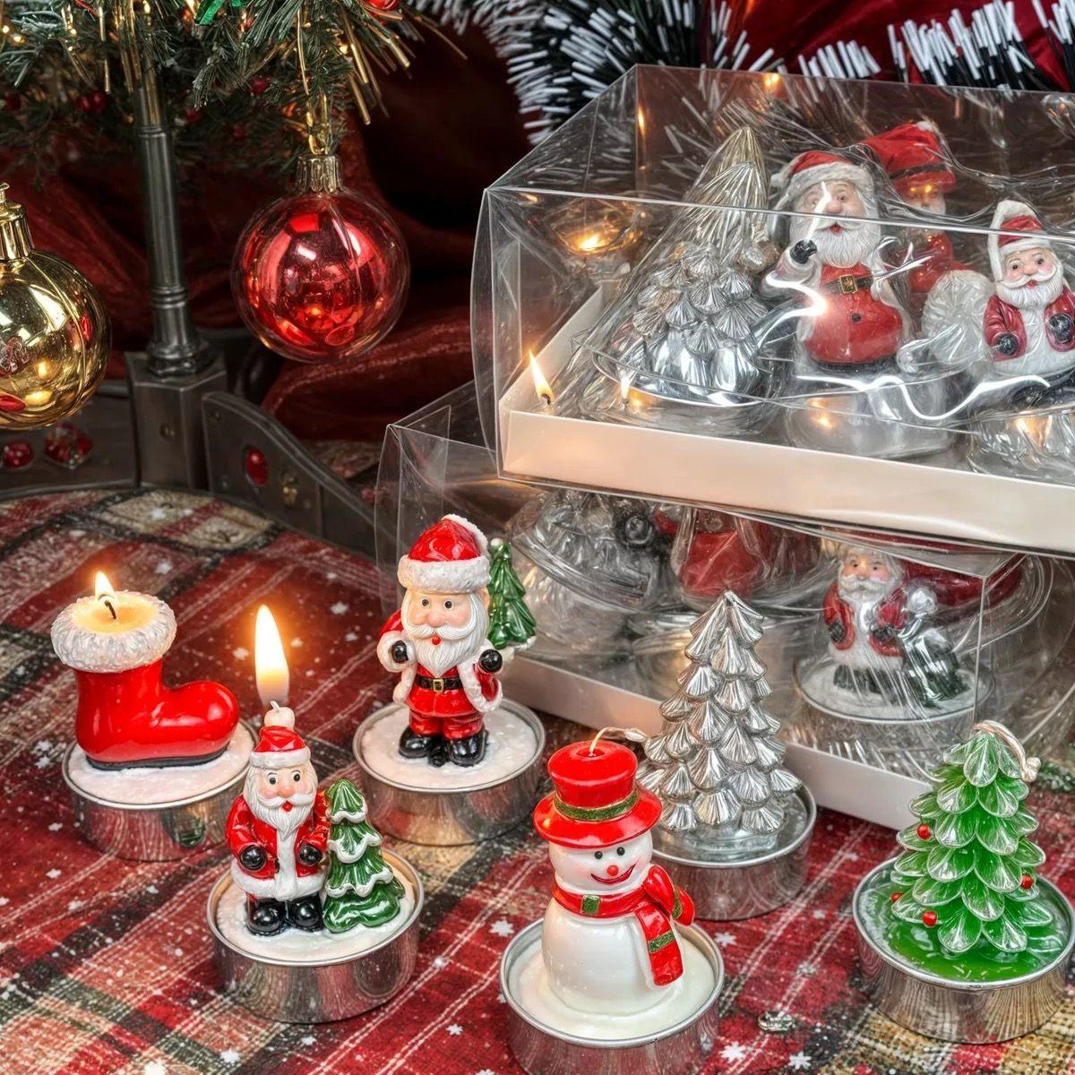 VELAS NAVIDEÑAS ADORNOS NAVIDEÑOS ARBOL DE NAVIDAD 3 PCS PLAT-4