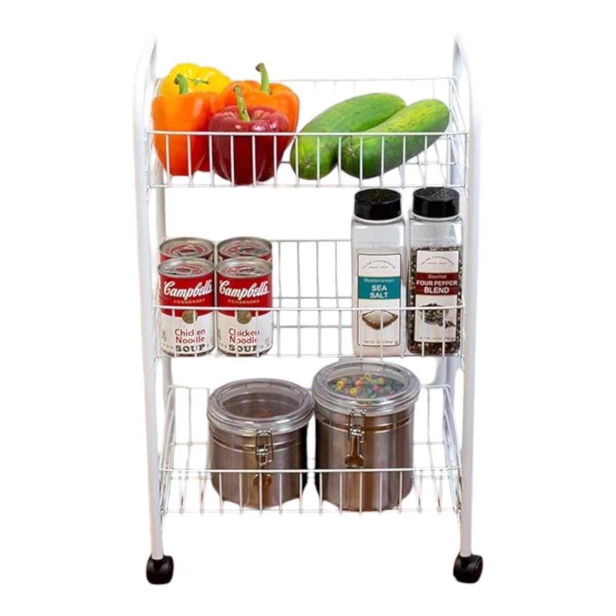 Carro organizador frutero 3 niveles estante verdulero con ruedas-0