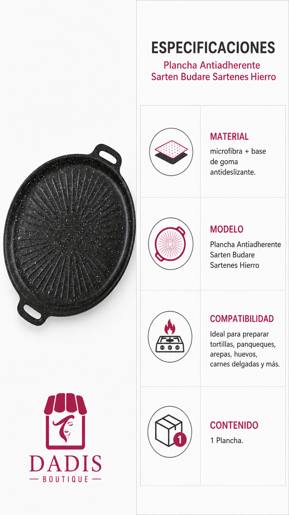 Plancha Antiadherente Sarten Budare Sartenes Hierro-2