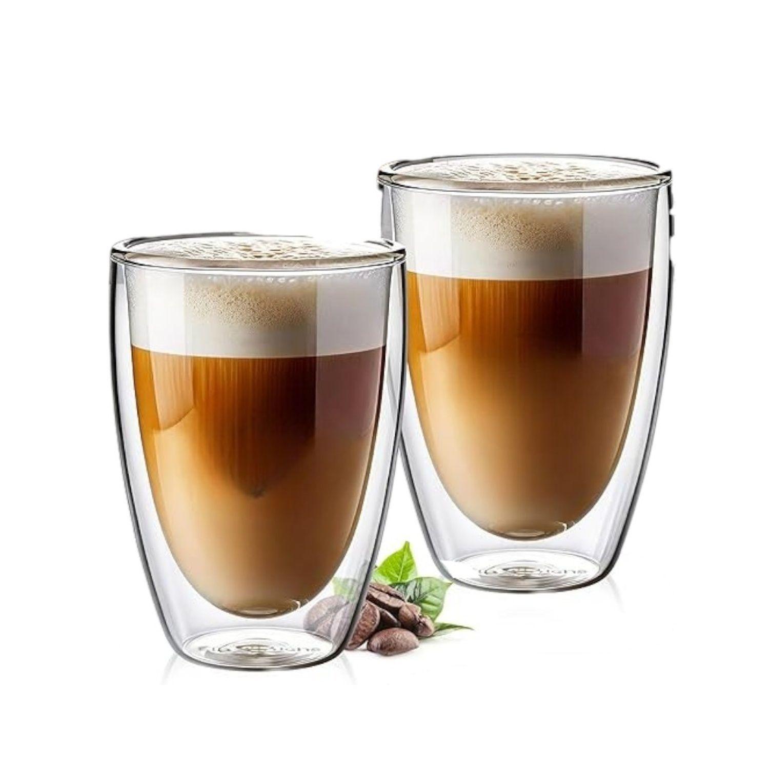 set 2 vasos de vidrio doble vidrio bebida fría caliente 10oz-2