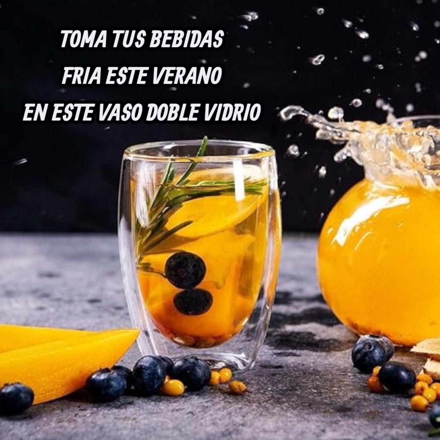 set 2 vasos de vidrio doble vidrio bebida fría caliente 10oz-5