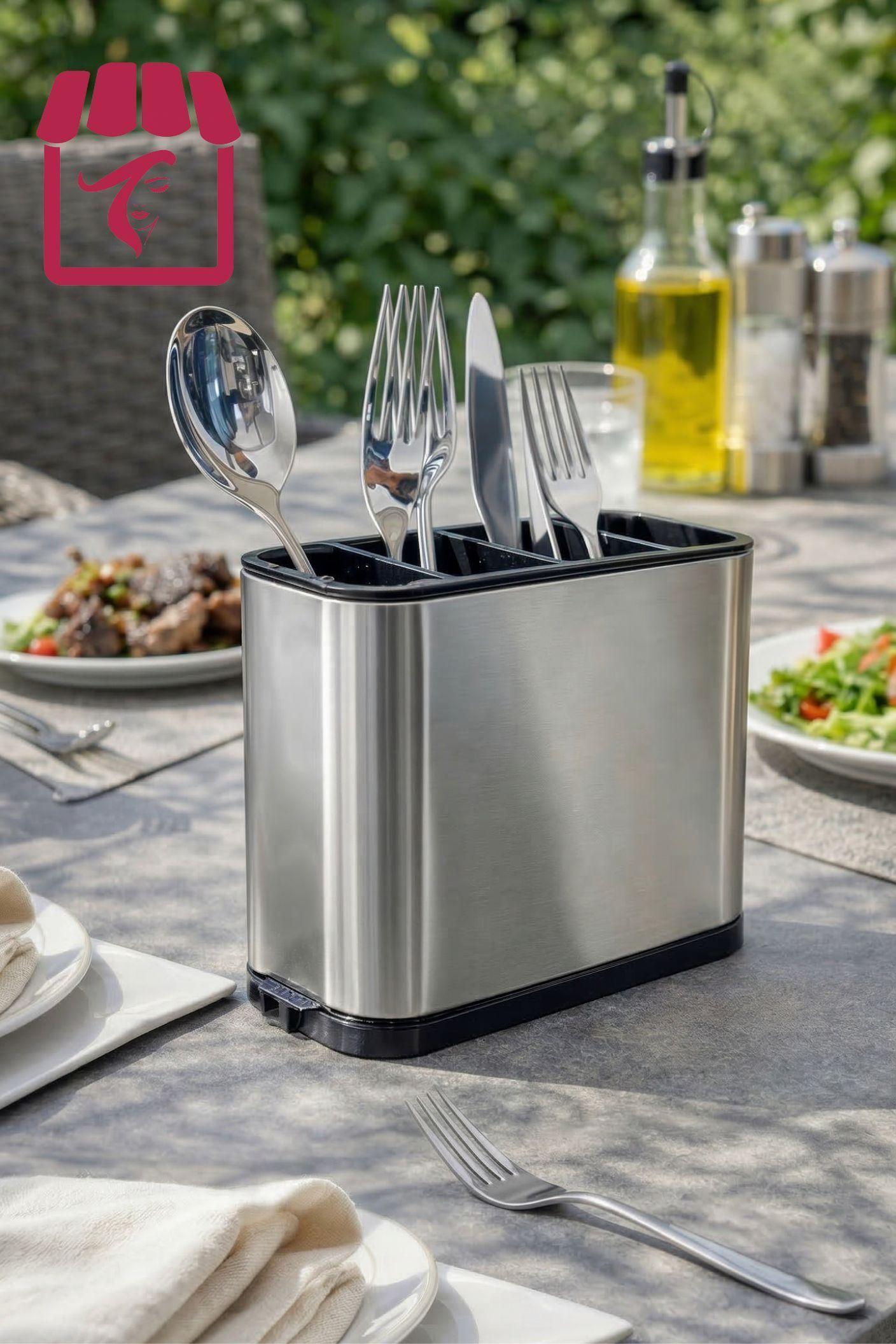 Porta Cubiertos Acero Inoxidable Escurridor Cocina Moderno-2