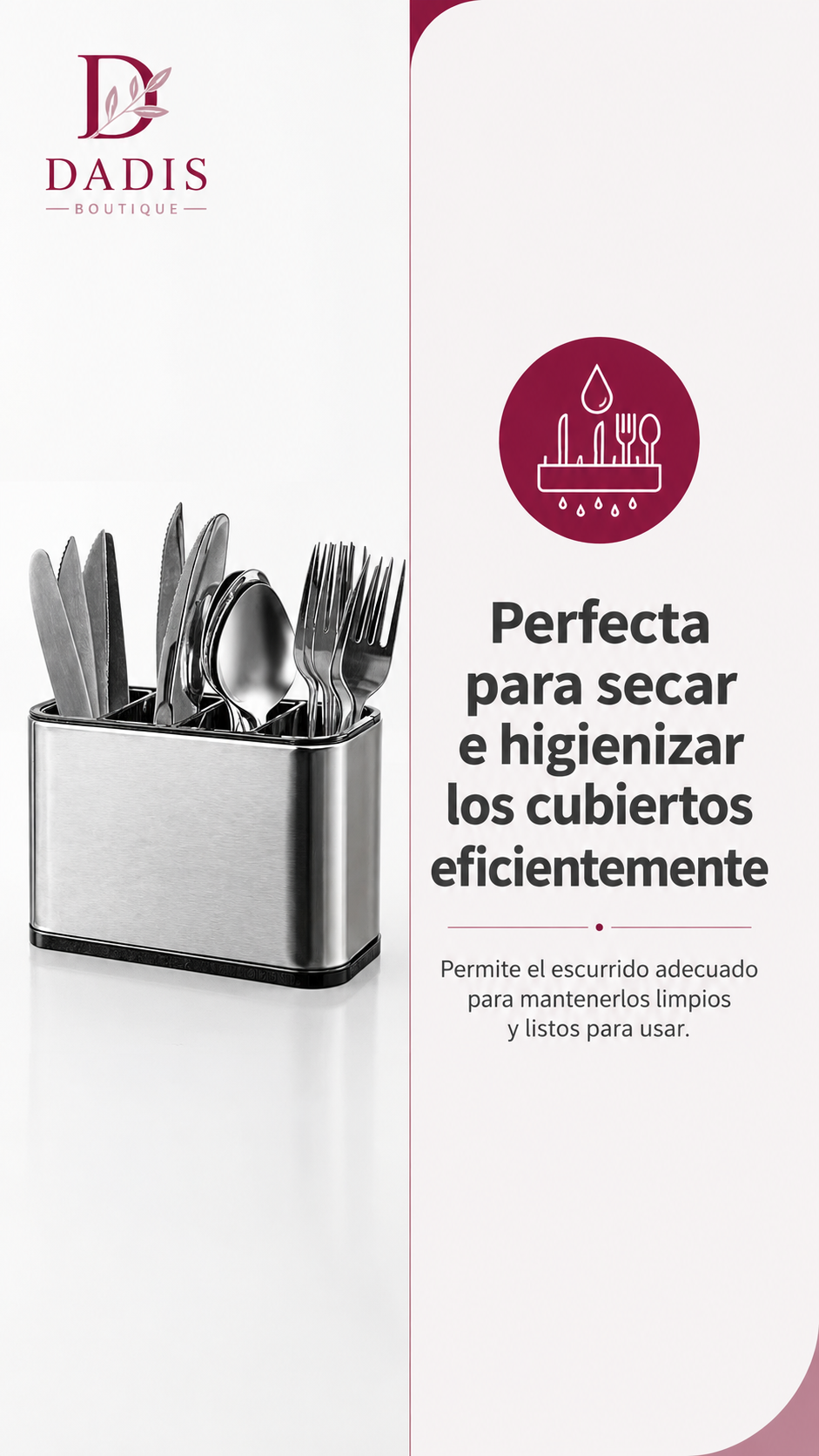 Porta Cubiertos Acero Inoxidable Escurridor Cocina Moderno-7