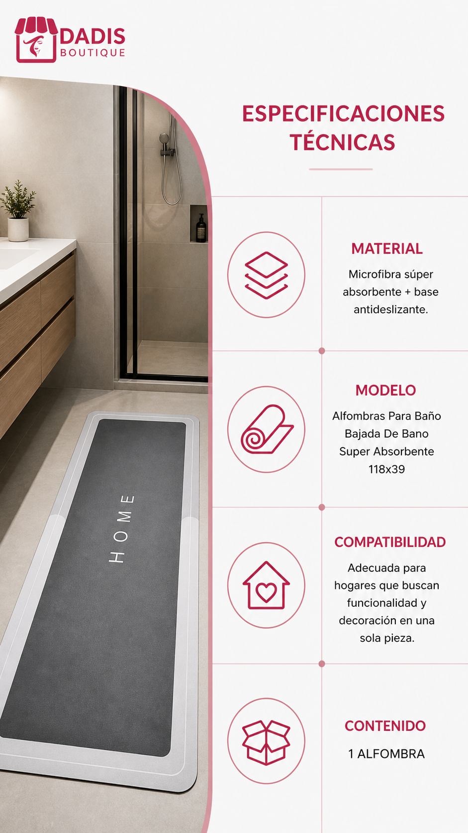 Alfombras Para Baño Bajada De Bano Super Absorbente 118x39-7