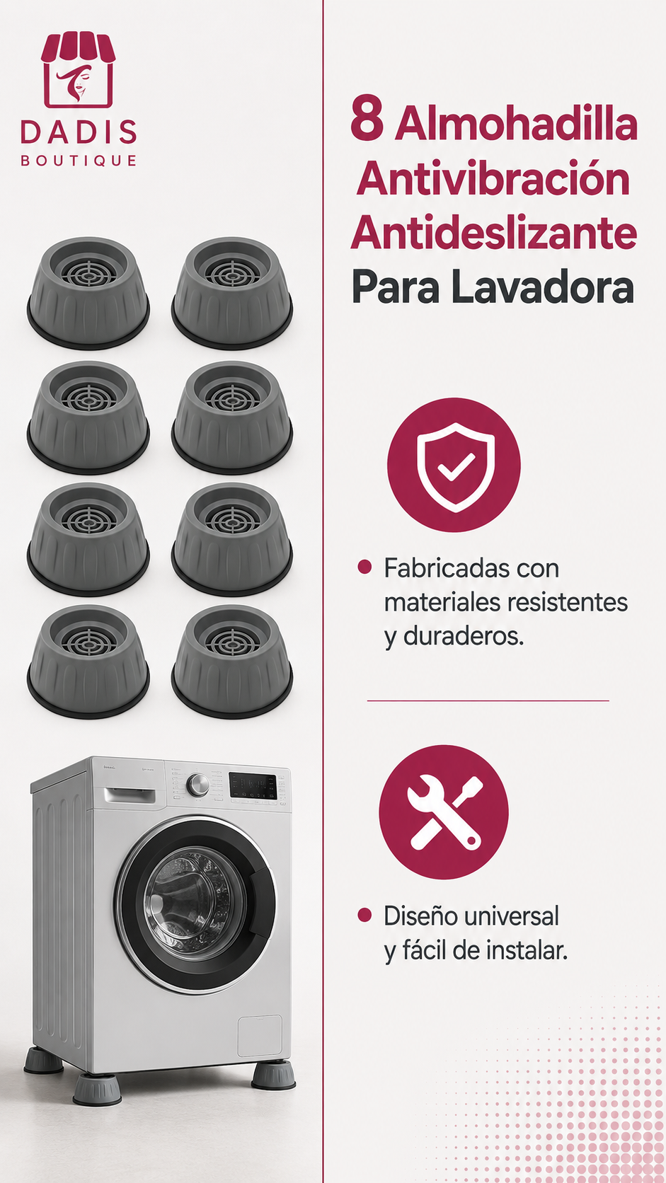 8 Almohadilla Antivibración Antideslizante Para Lavadora-2