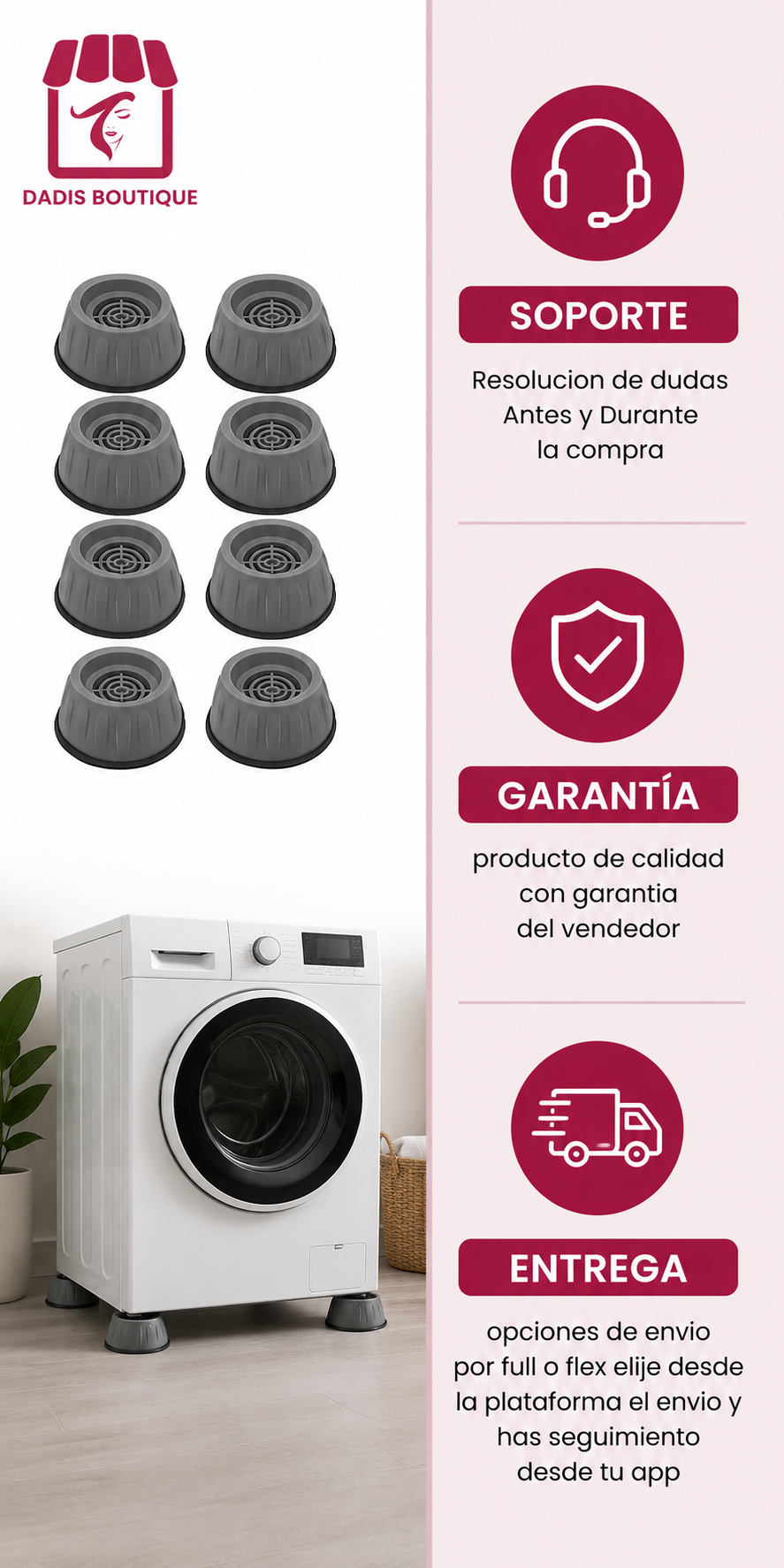 8 Almohadilla Antivibración Antideslizante Para Lavadora-5