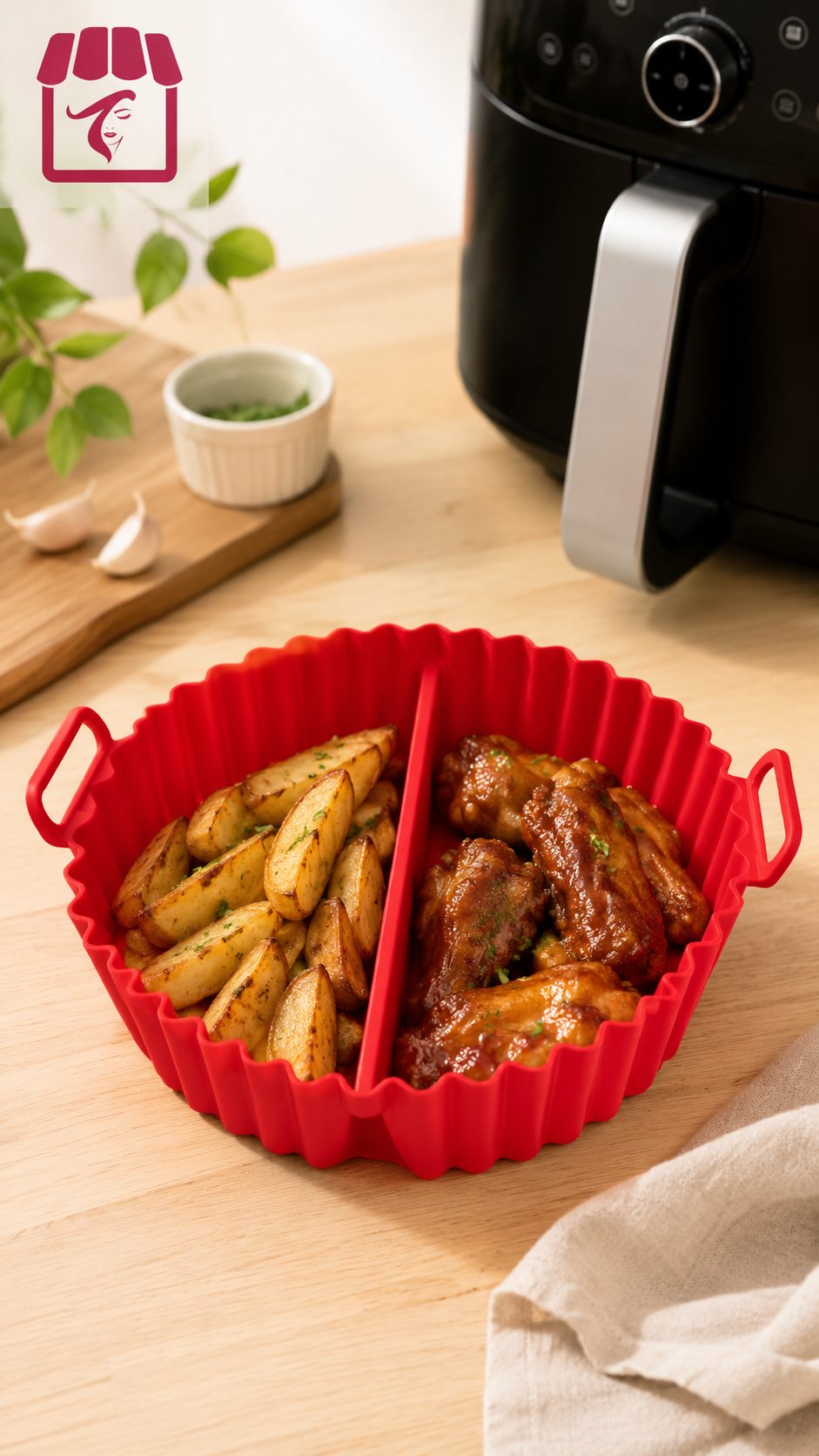 Forro Silicona Para Airfryer Freidora Silicona Con Division-6