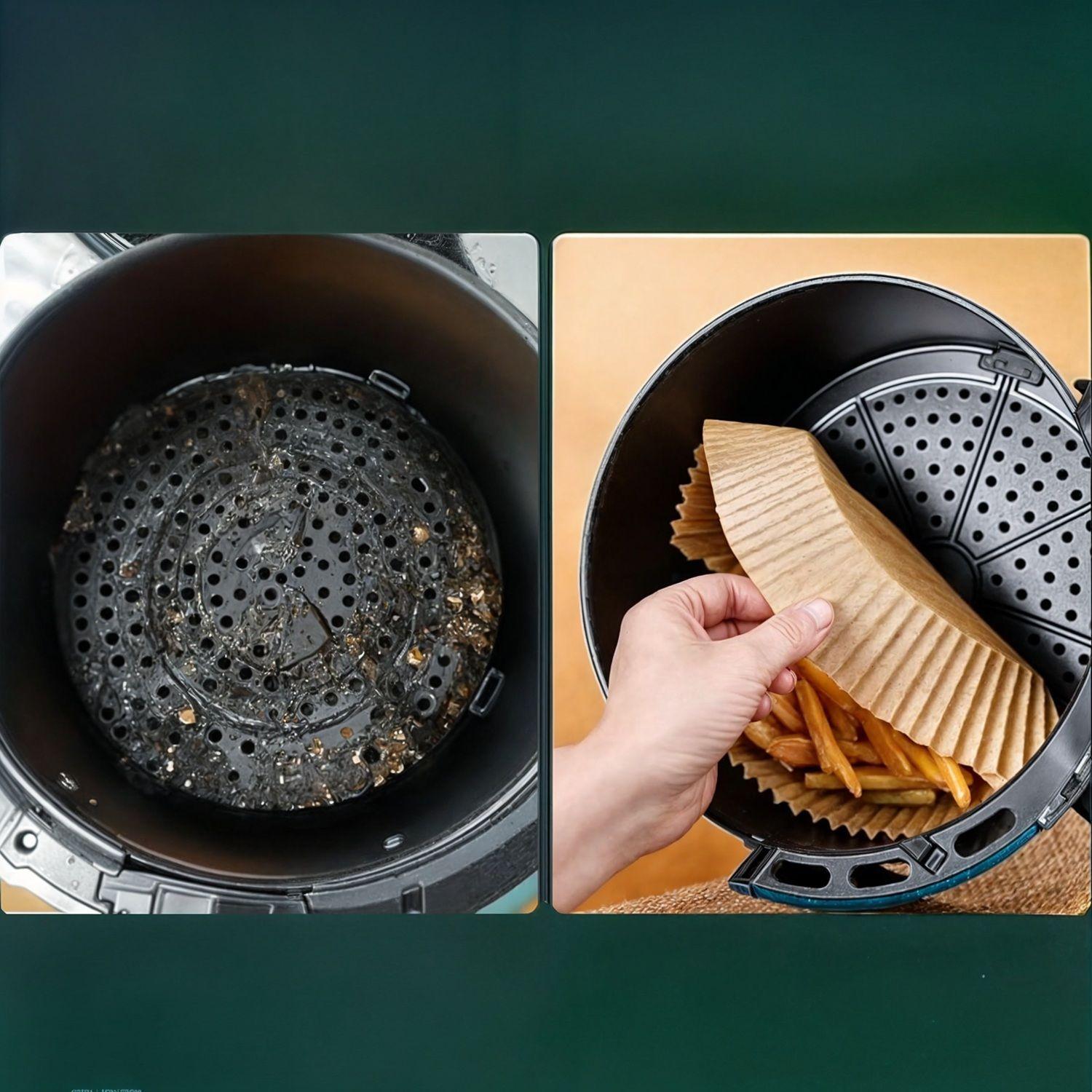 100 Forro desechable papel para airfryer papel freidora 27cm-6