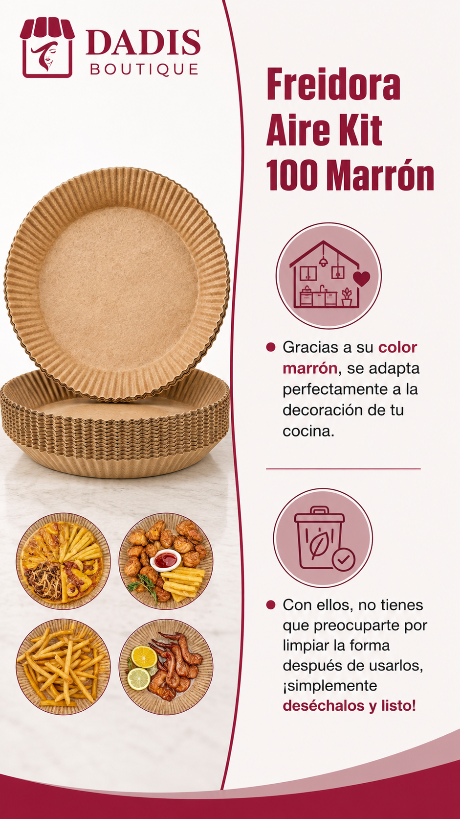 100 Forro Desechable Papel Para Airfryer Papel Freidora 27cm-3