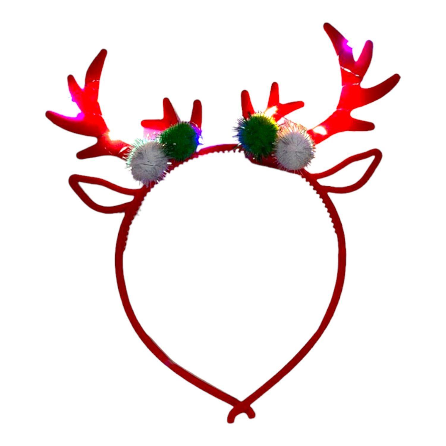 2 cintillo led navideño tiara cuernos renos de navidad-3
