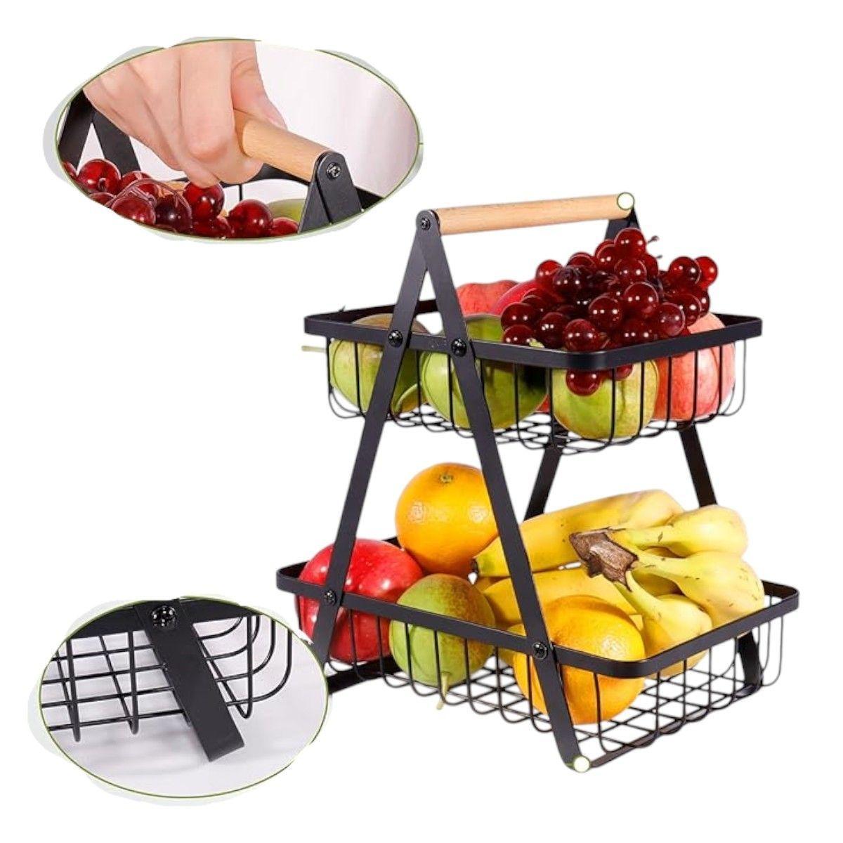 Frutero mesa estante 2 niveles para frutas verdulero-3
