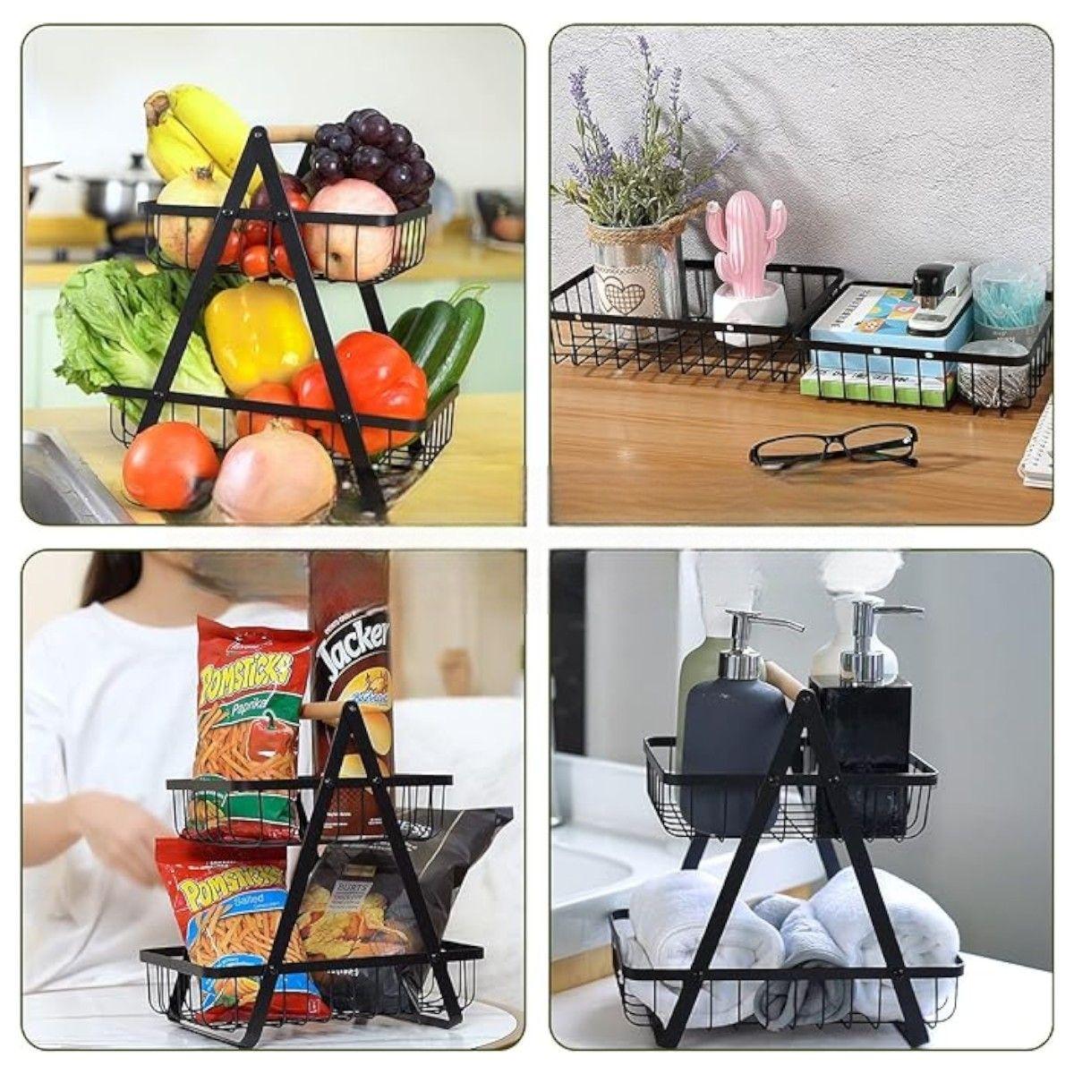 Frutero mesa estante 2 niveles para frutas verdulero-5