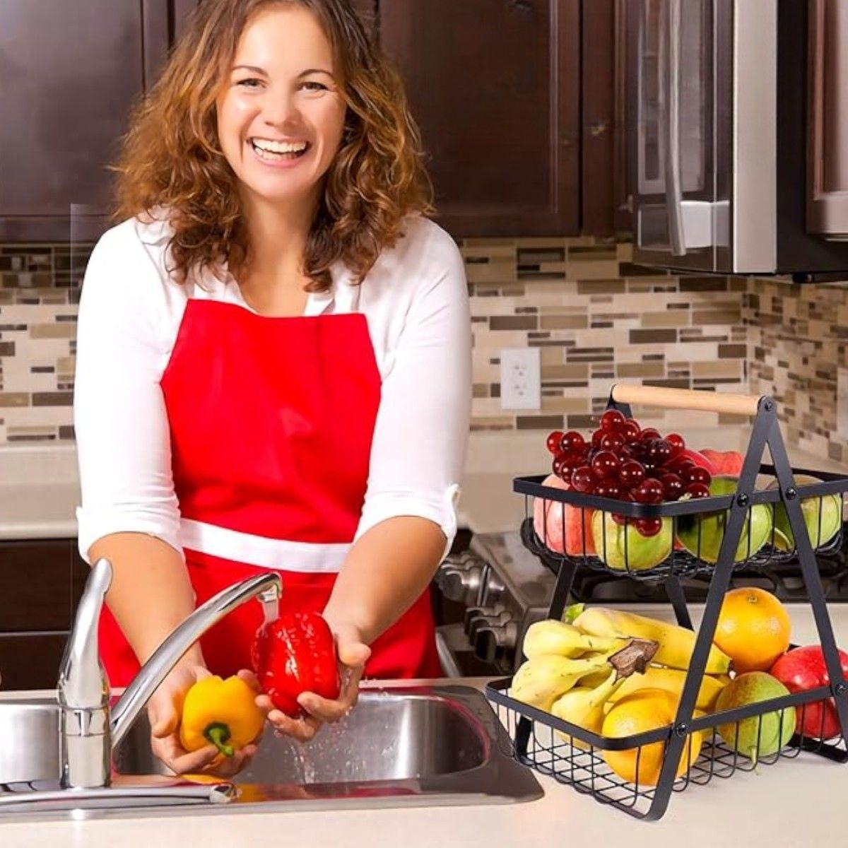 Frutero mesa estante 2 niveles para frutas verdulero-6