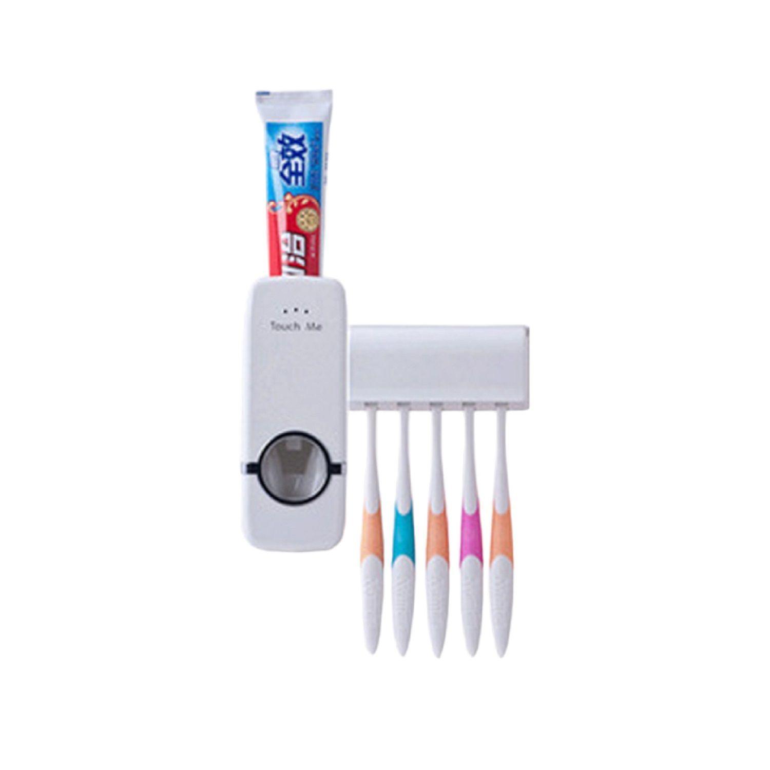 Dispensador De Crema Pasta Dental Porta Cepillos Baño Pared-0
