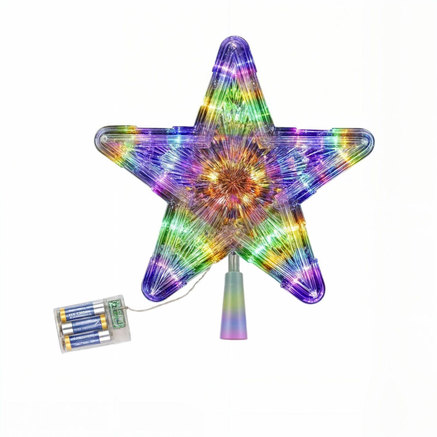 ESTRELLA NAVIDAD ADORNOS ARBOL DE NAVIDAD ESTRELLA CON LUZ A PILA-0