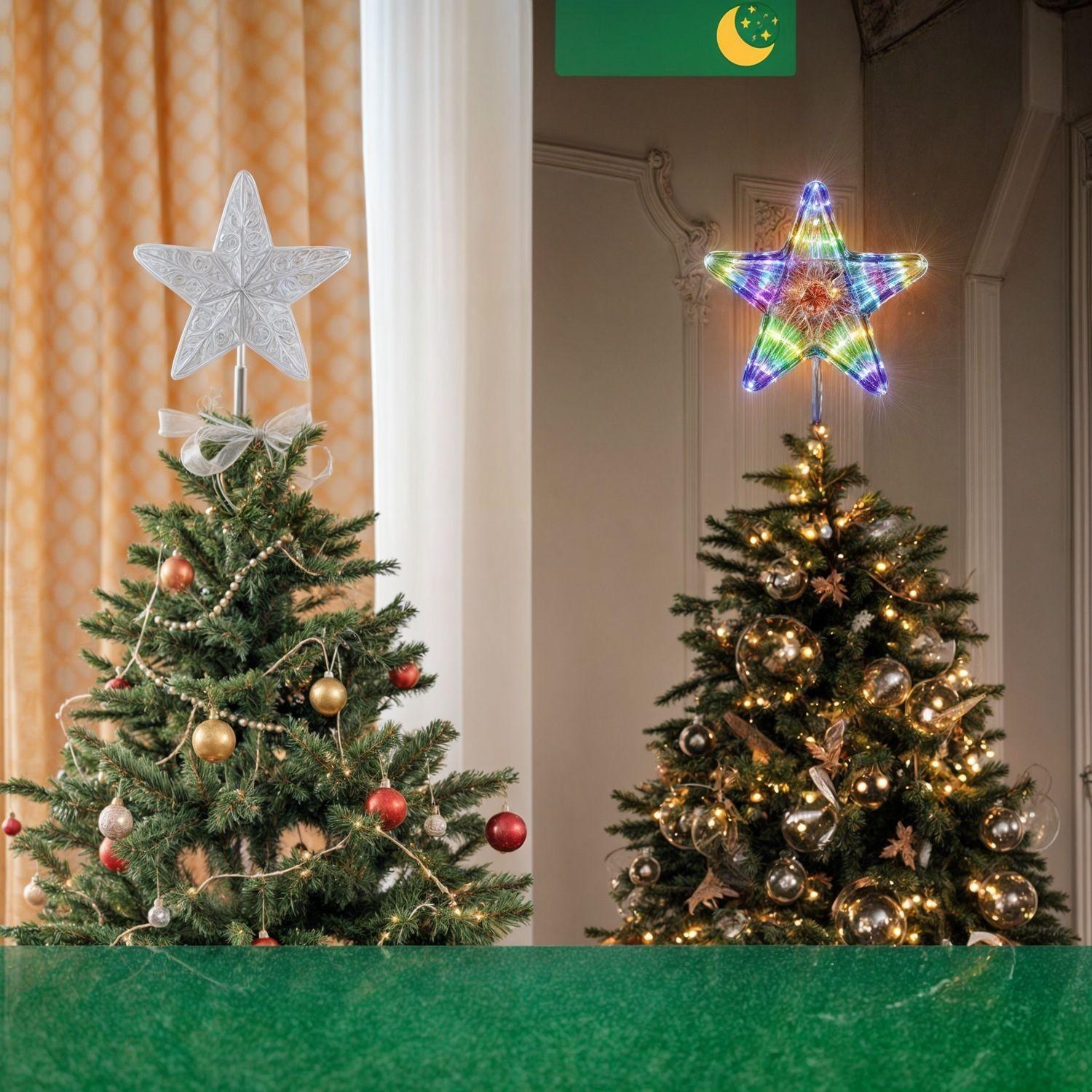 ESTRELLA NAVIDAD ADORNOS ARBOL DE NAVIDAD ESTRELLA CON LUZ A PILA-2
