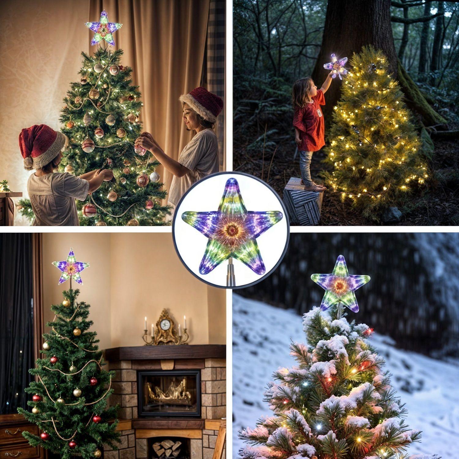 ESTRELLA NAVIDAD ADORNOS ARBOL DE NAVIDAD ESTRELLA CON LUZ A PILA-4