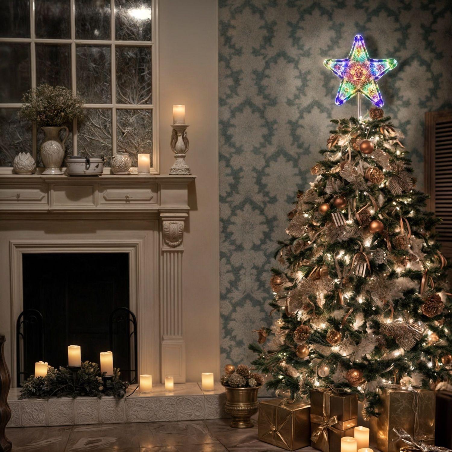 ESTRELLA NAVIDAD ADORNOS ARBOL DE NAVIDAD ESTRELLA CON LUZ A PILA-5