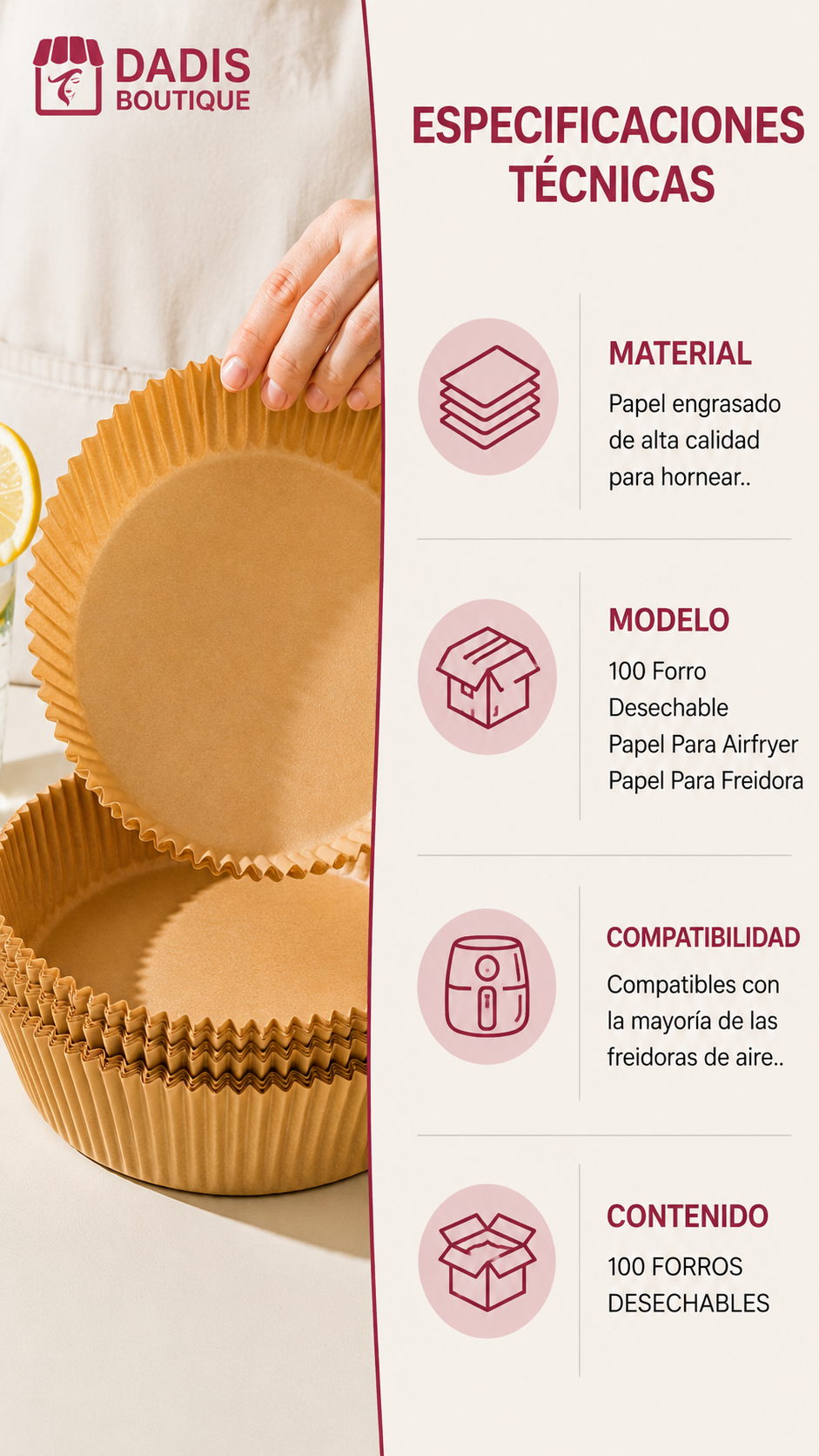 100 Forro Desechable Papel Para Airfryer Papel Para Freidora-6