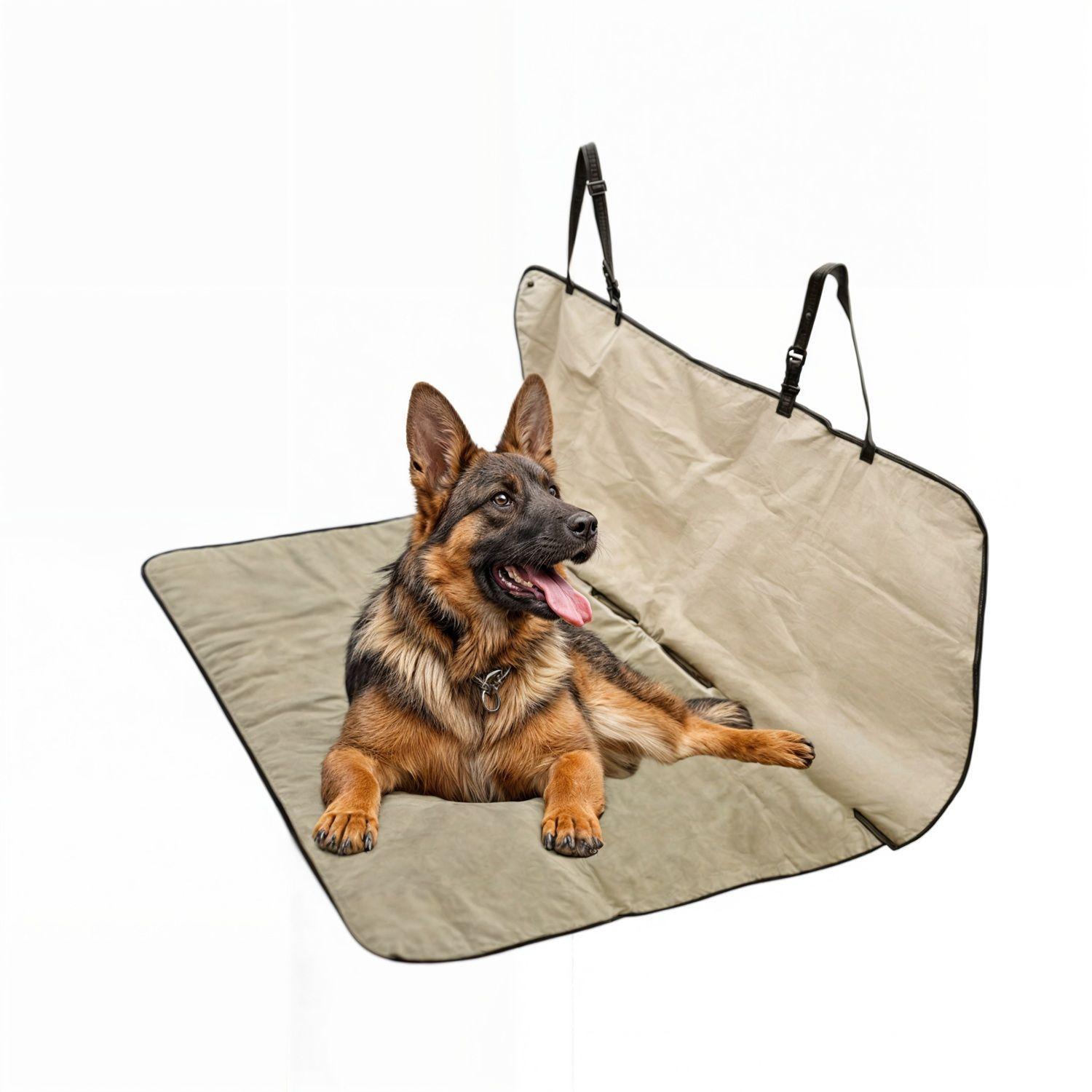 Funda cubre asiento mascotas auto cobertor perro auto beige-0