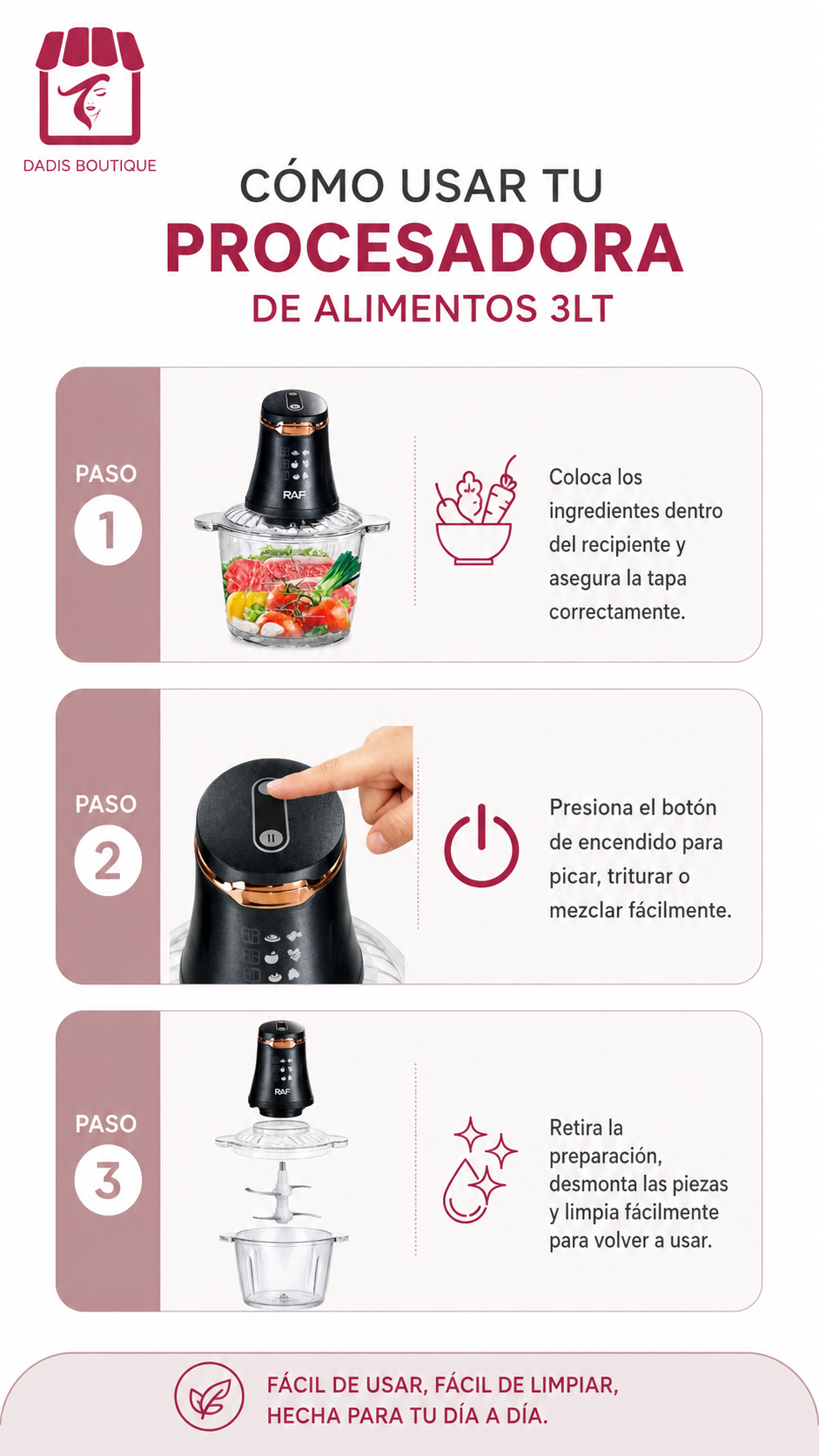 Procesador Alimentos Eléctrico Cuchillas Cuádruples Cocina-6