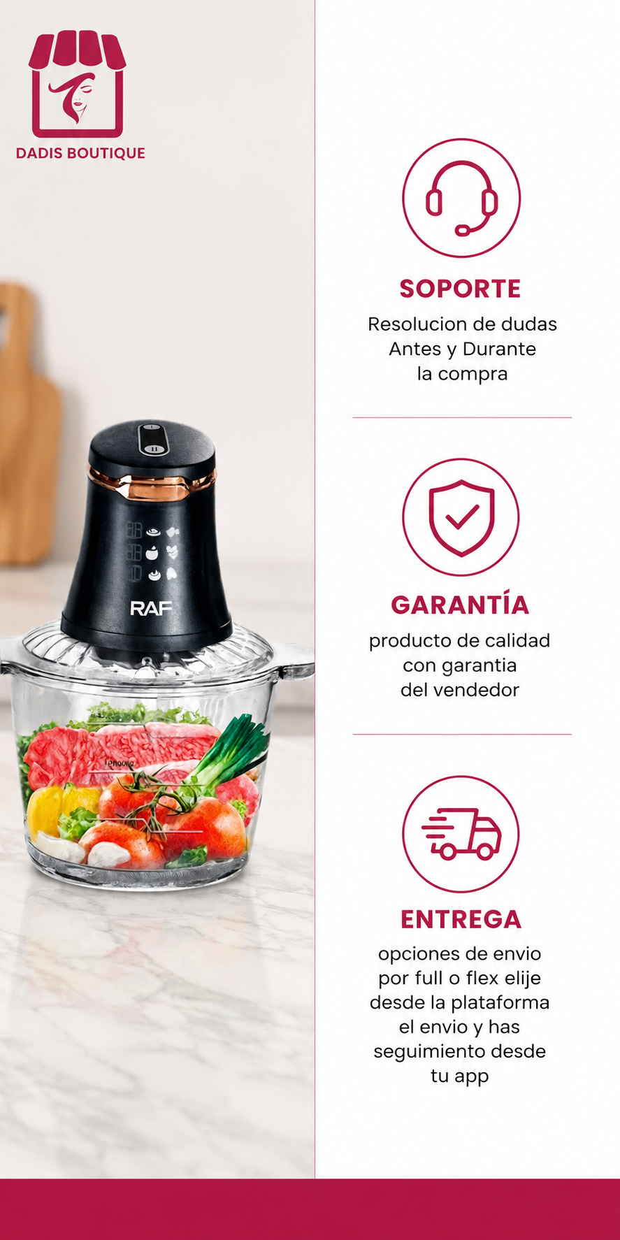 Procesador Alimentos Eléctrico Cuchillas Cuádruples Cocina-5