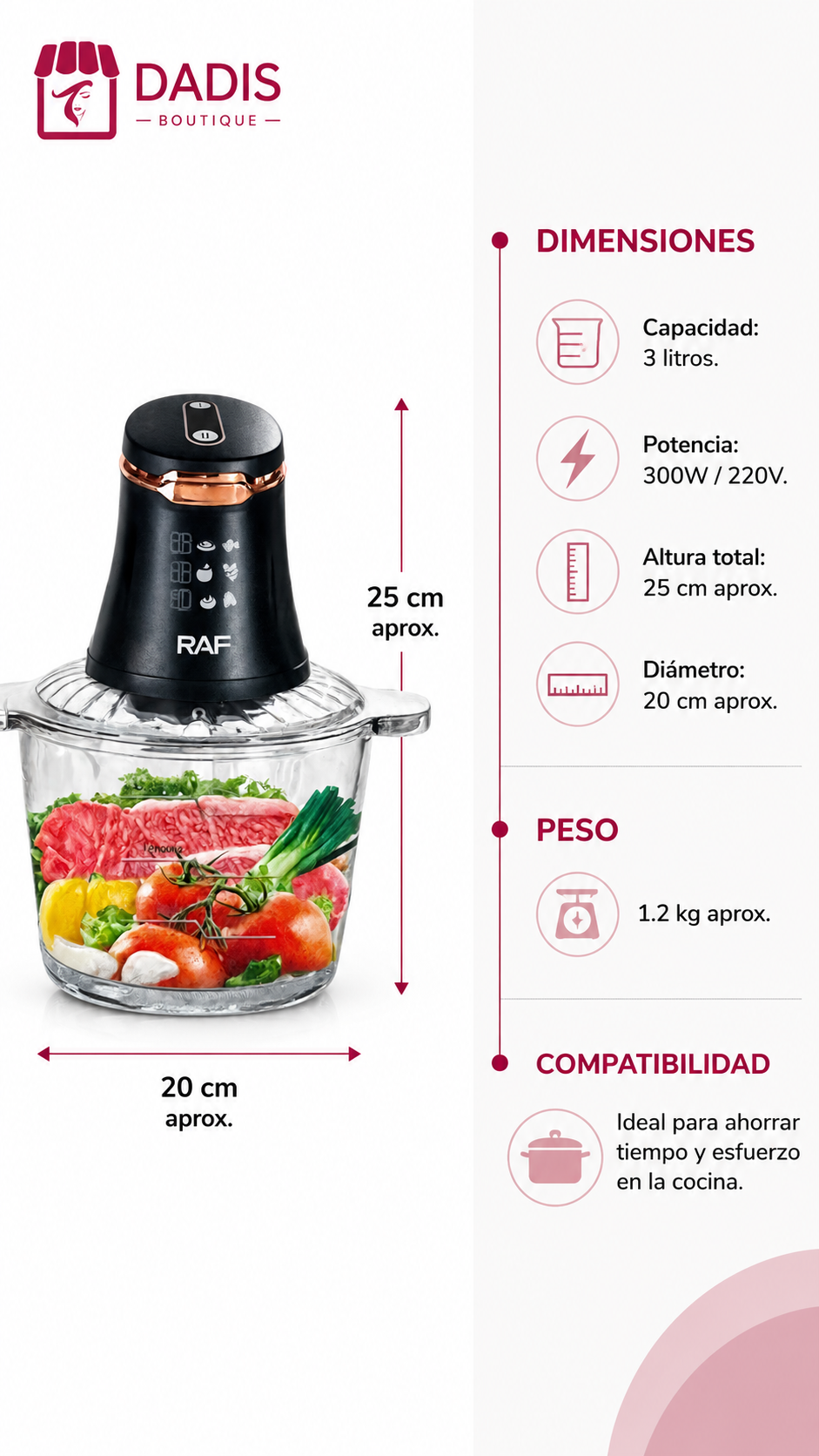Procesador Alimentos Eléctrico Cuchillas Cuádruples Cocina-7