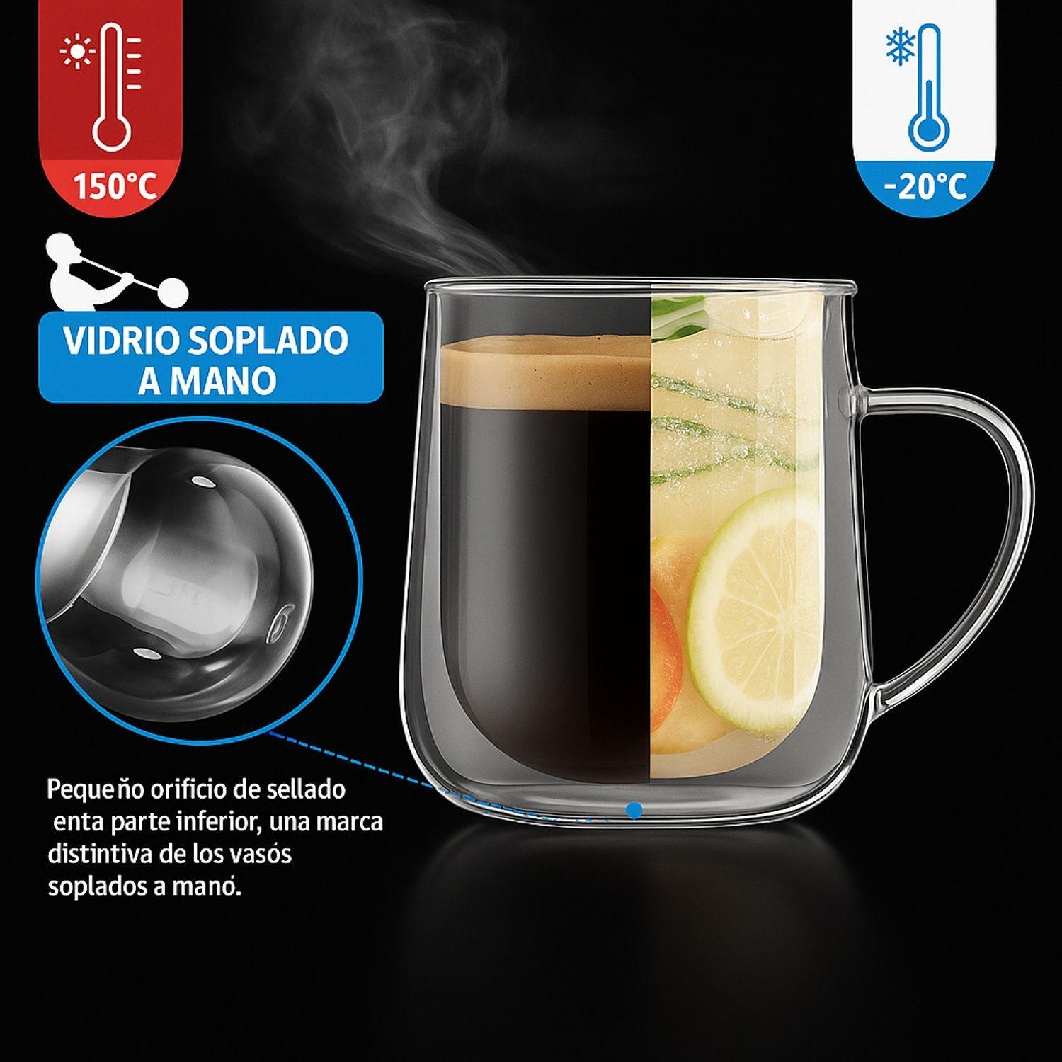 pack 2 tazas para café latte taza doble vidrio menaje 300ml-4