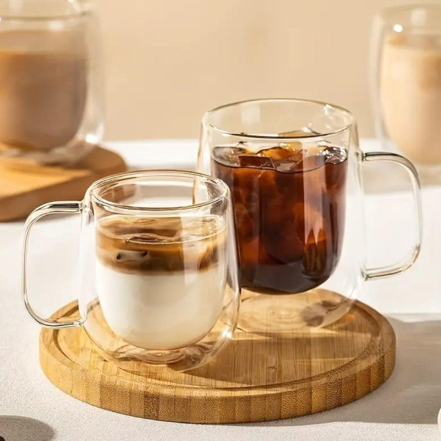 pack 2 tazas para café latte taza doble vidrio menaje 300ml-5