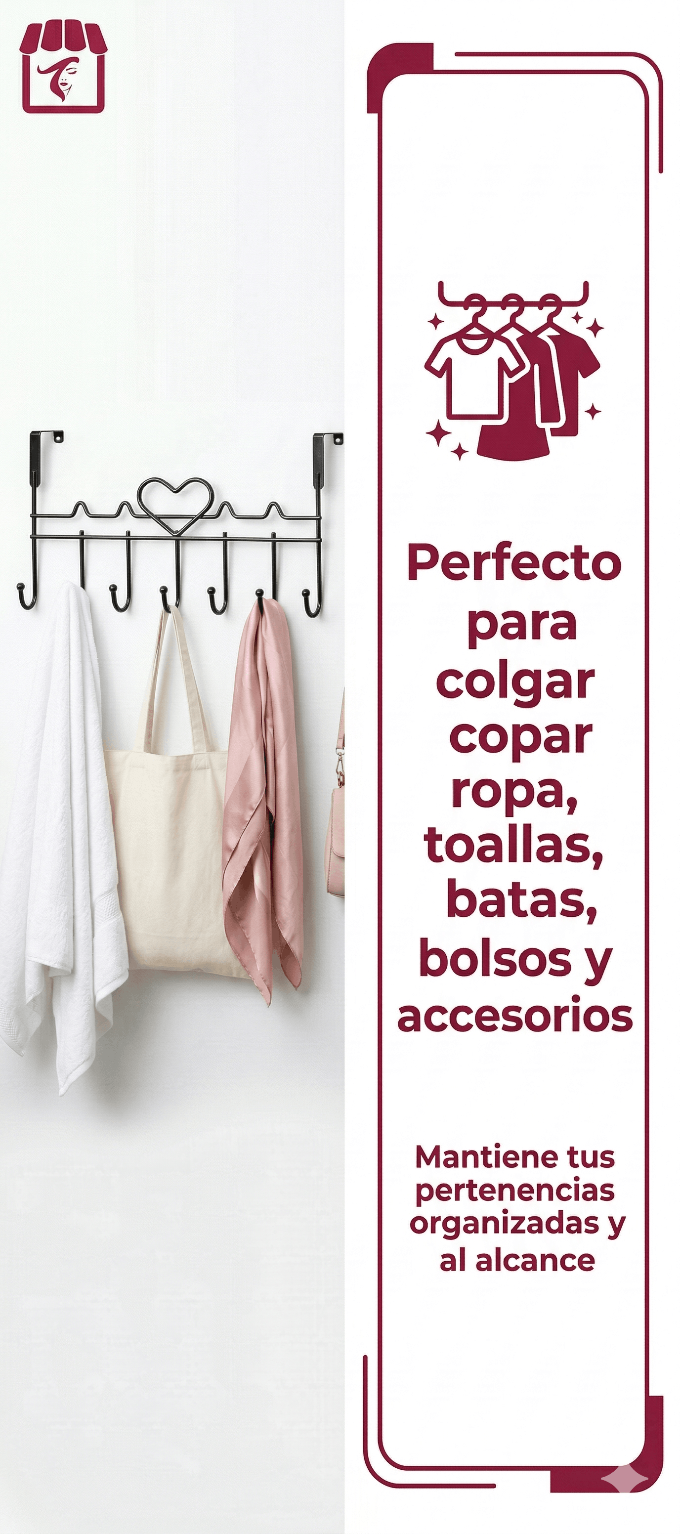 COLGADORES DE ROPA 8 GANCHOS METALICOS PERCHERO DE PUERTA-5