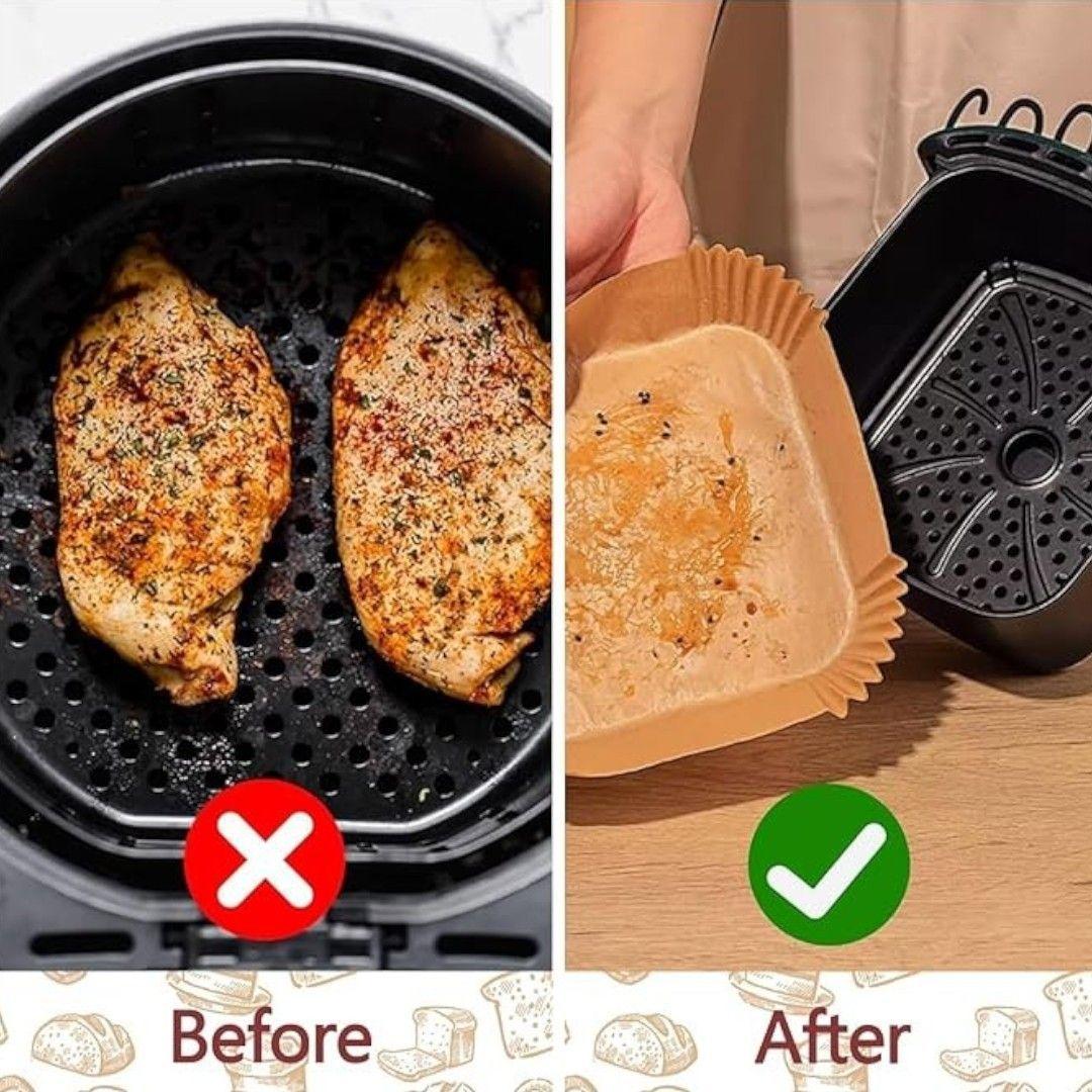 100 Forros desechable papel para airfryer papel freidora Cua-2